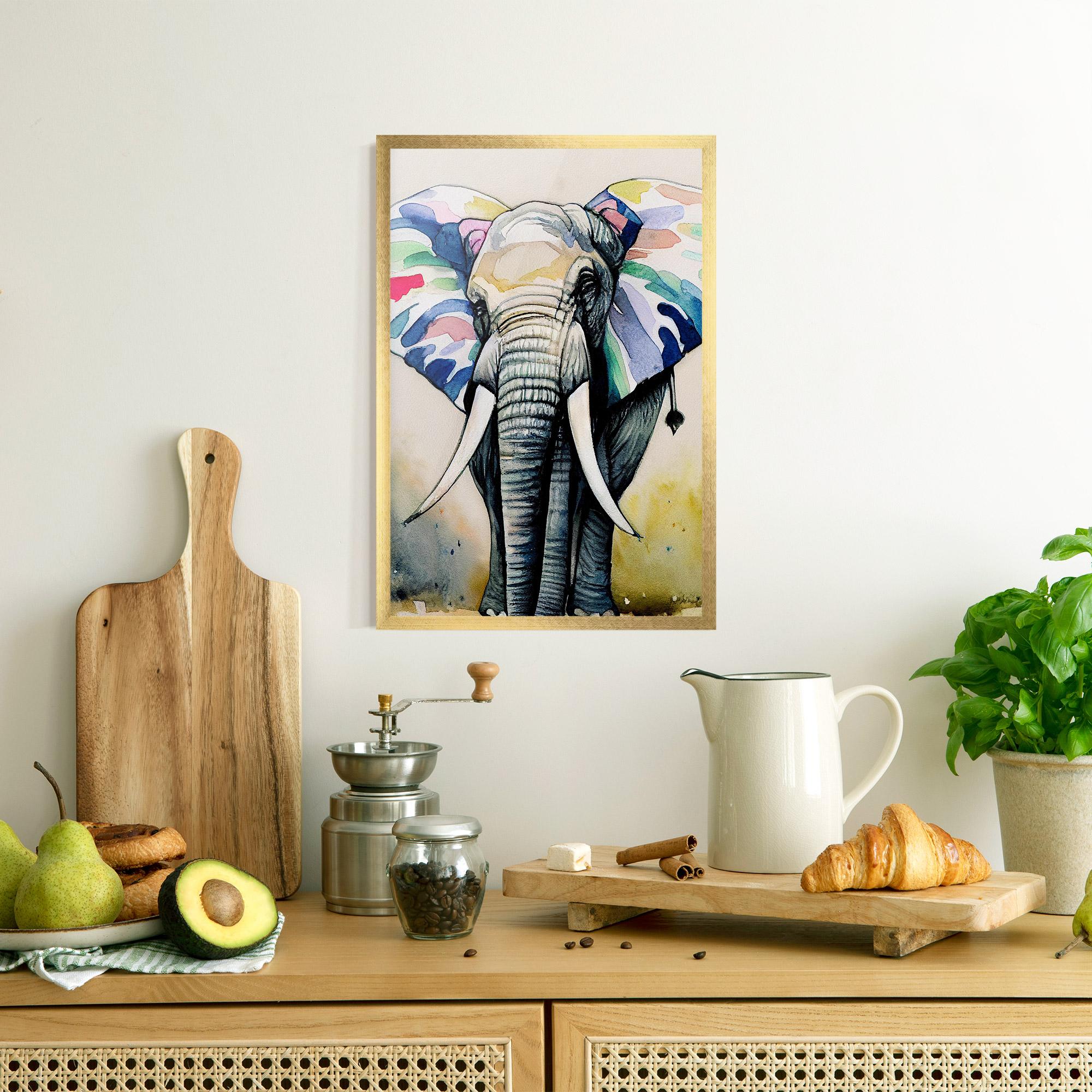 Gerahmte Poster Watercolor Elephant Art mockup 8
