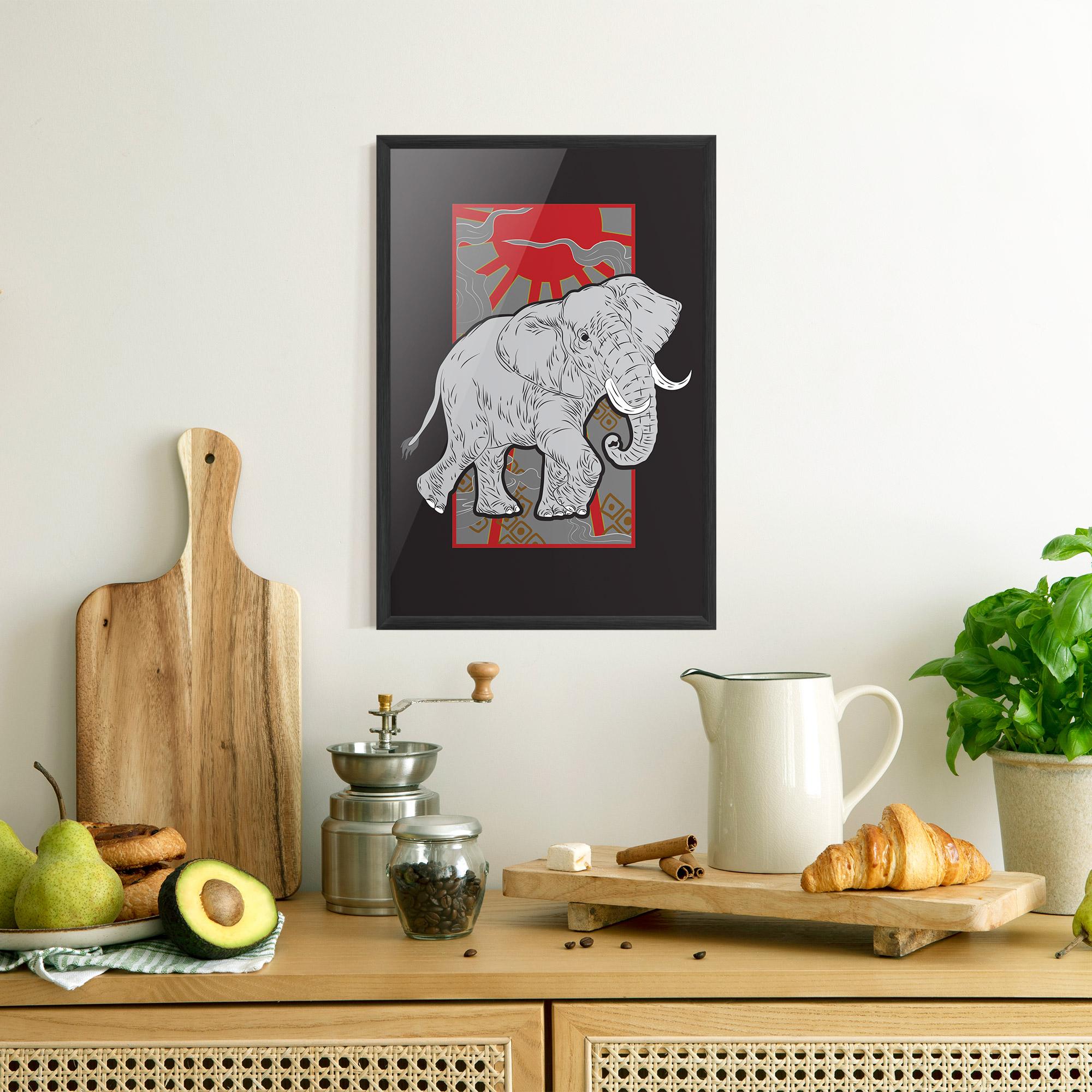 Gerahmte Poster Asian Elephant mockup 8