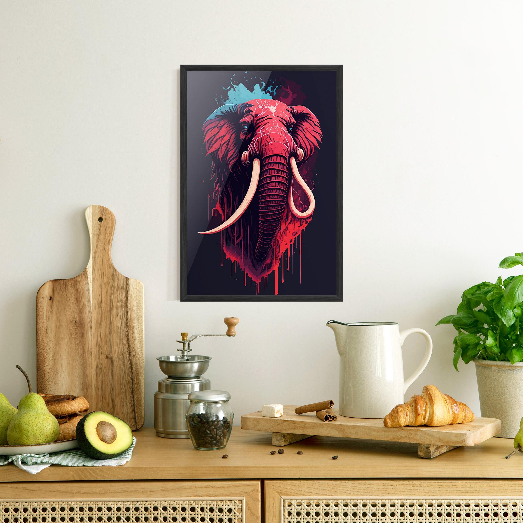 Gerahmte Poster Blue Red Elephant mockup 8