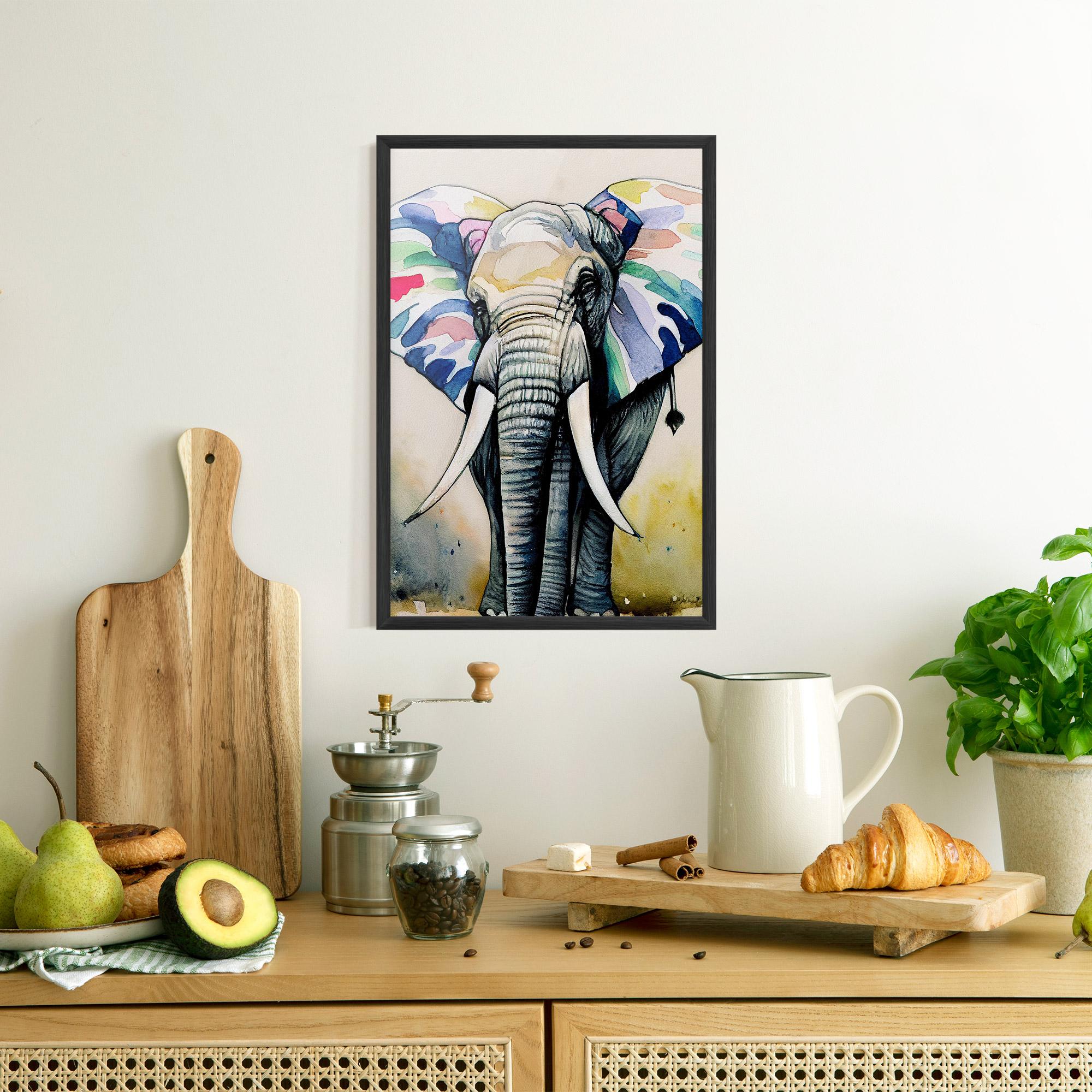 Gerahmte Poster Watercolor Elephant Art mockup 8