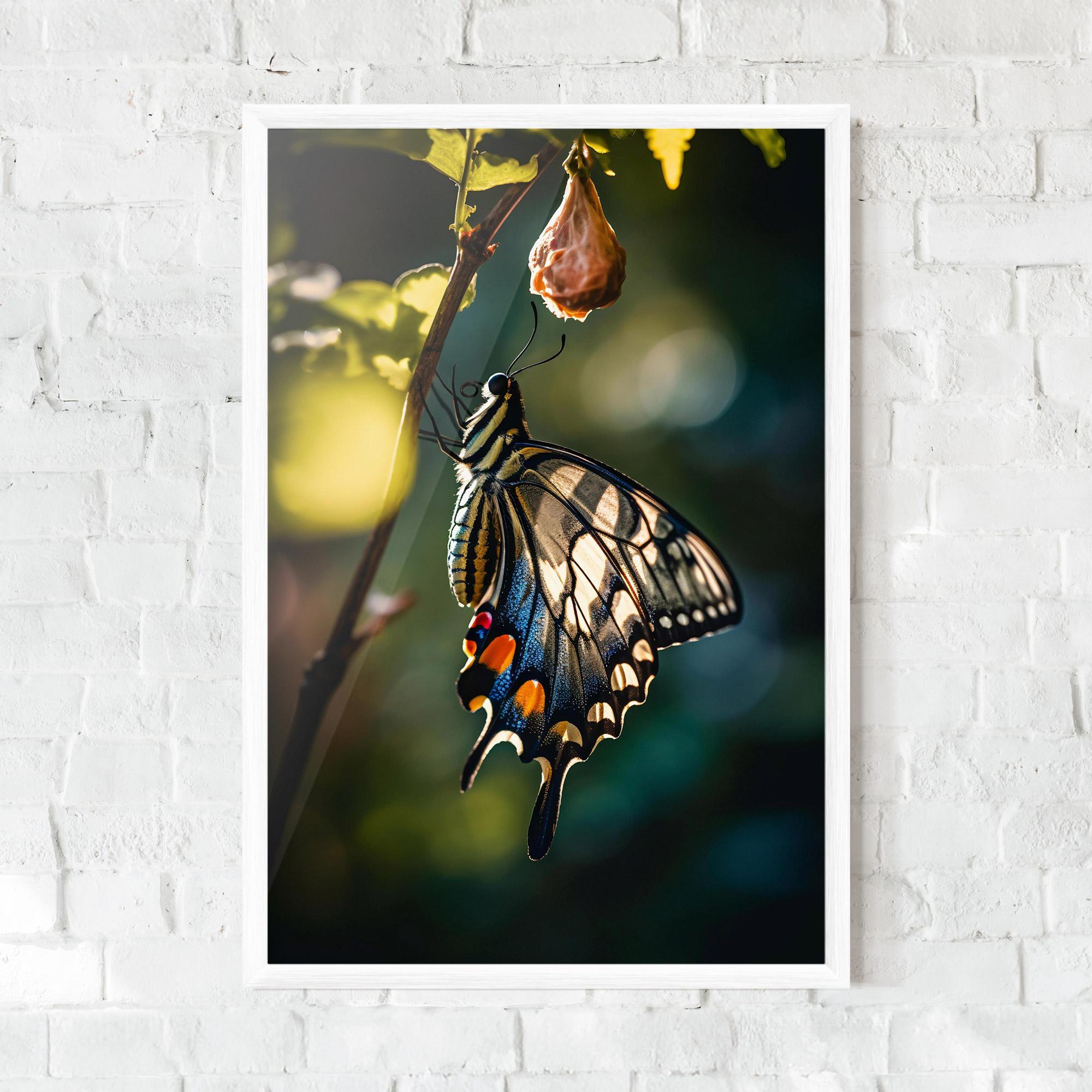 Gerahmte Poster Blue Cream Butterfly mockup 0