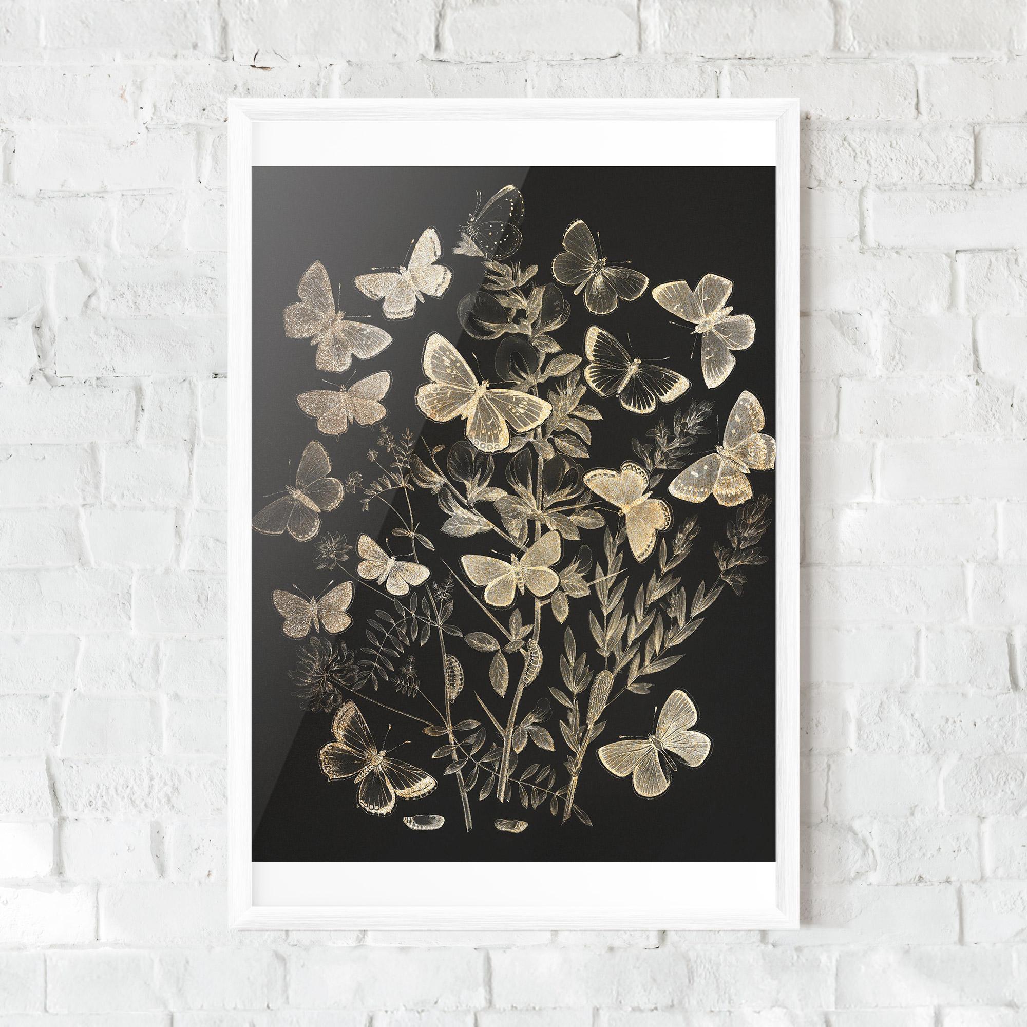 Gerahmte Poster Grey Butterflies mockup 0