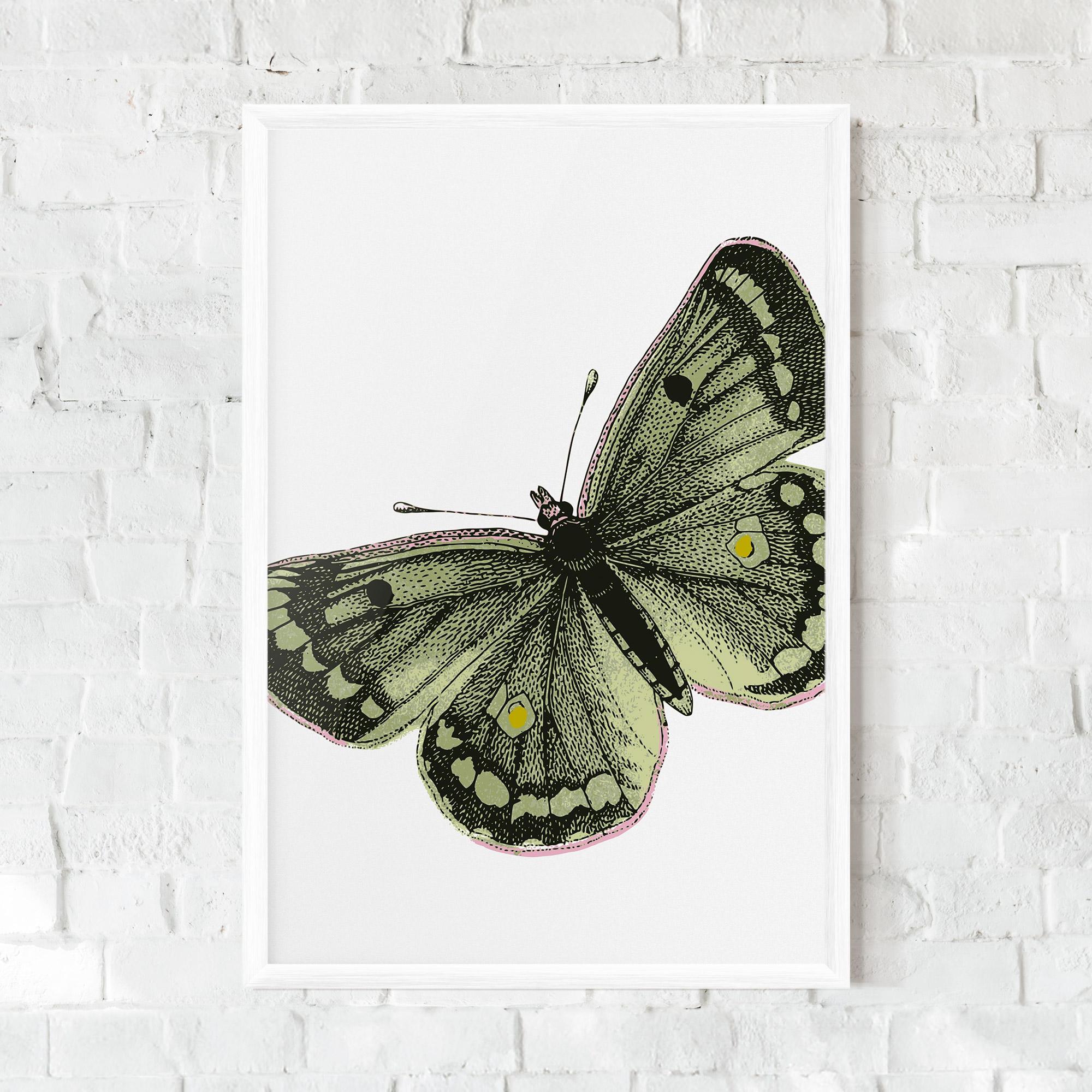 Gerahmte Poster Grey Yellow Butterfly mockup 0