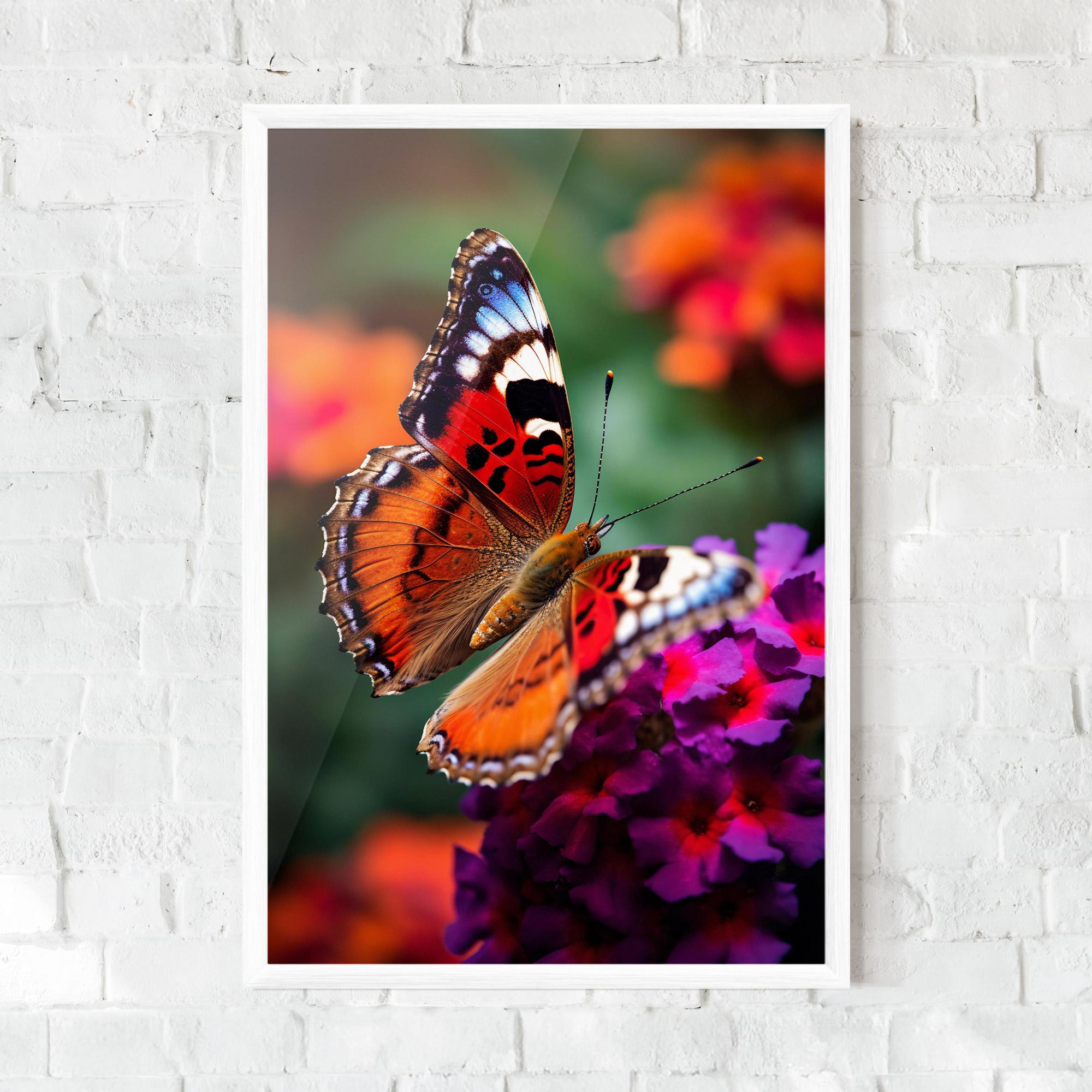 Gerahmte Poster Red Blue Butterfly mockup 0