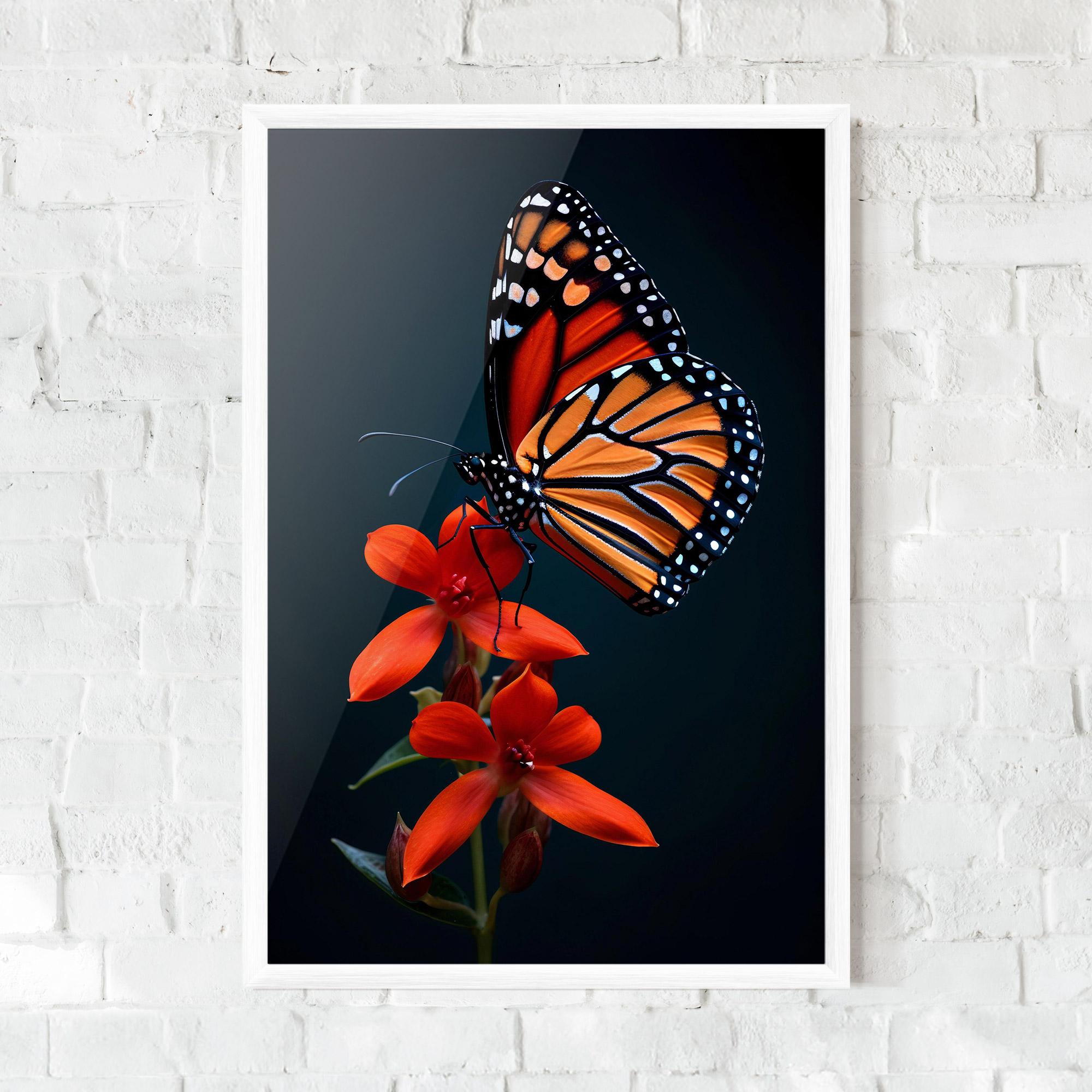 Gerahmte Poster Red Flower Butterfly mockup 0