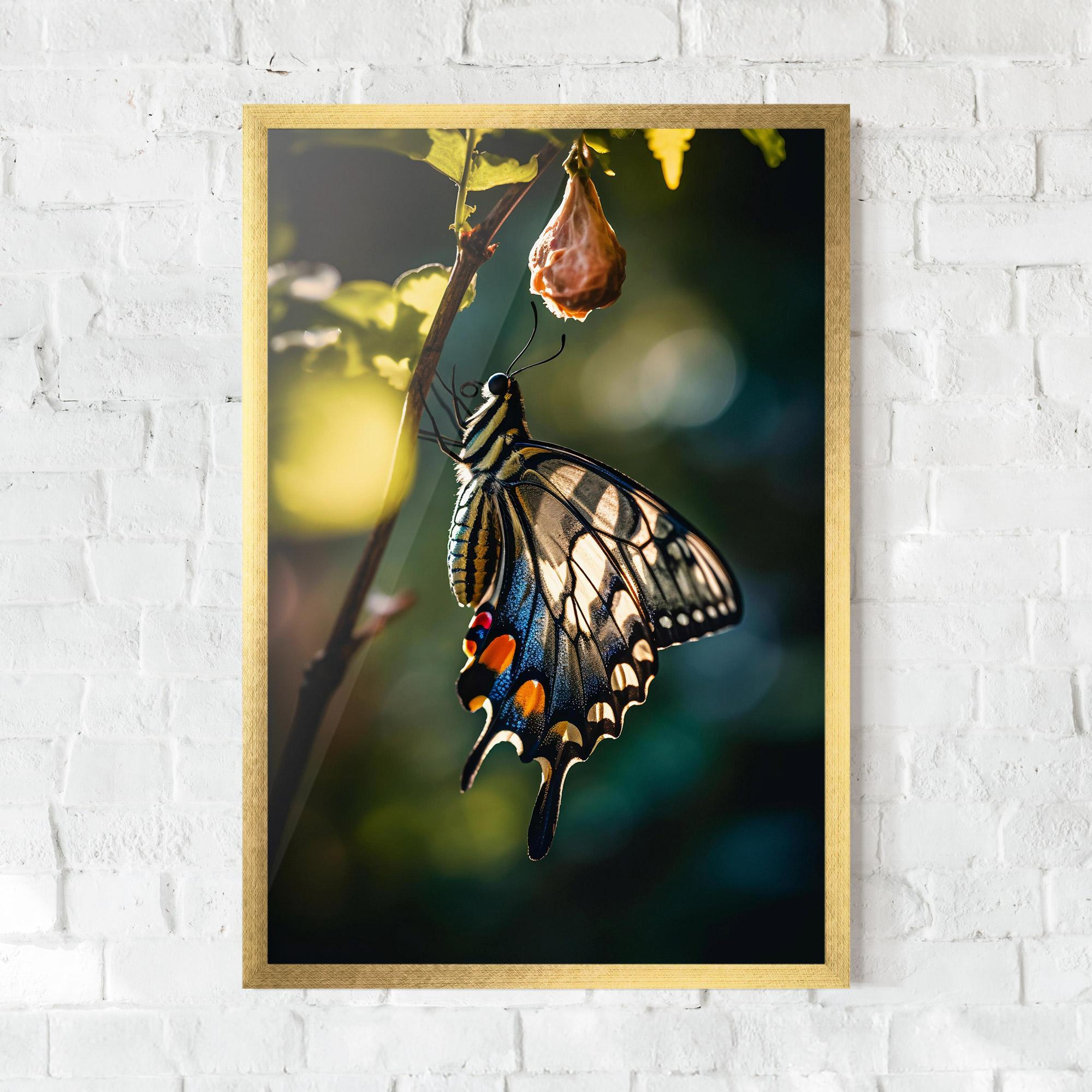 Gerahmte Poster Blue Cream Butterfly mockup 0