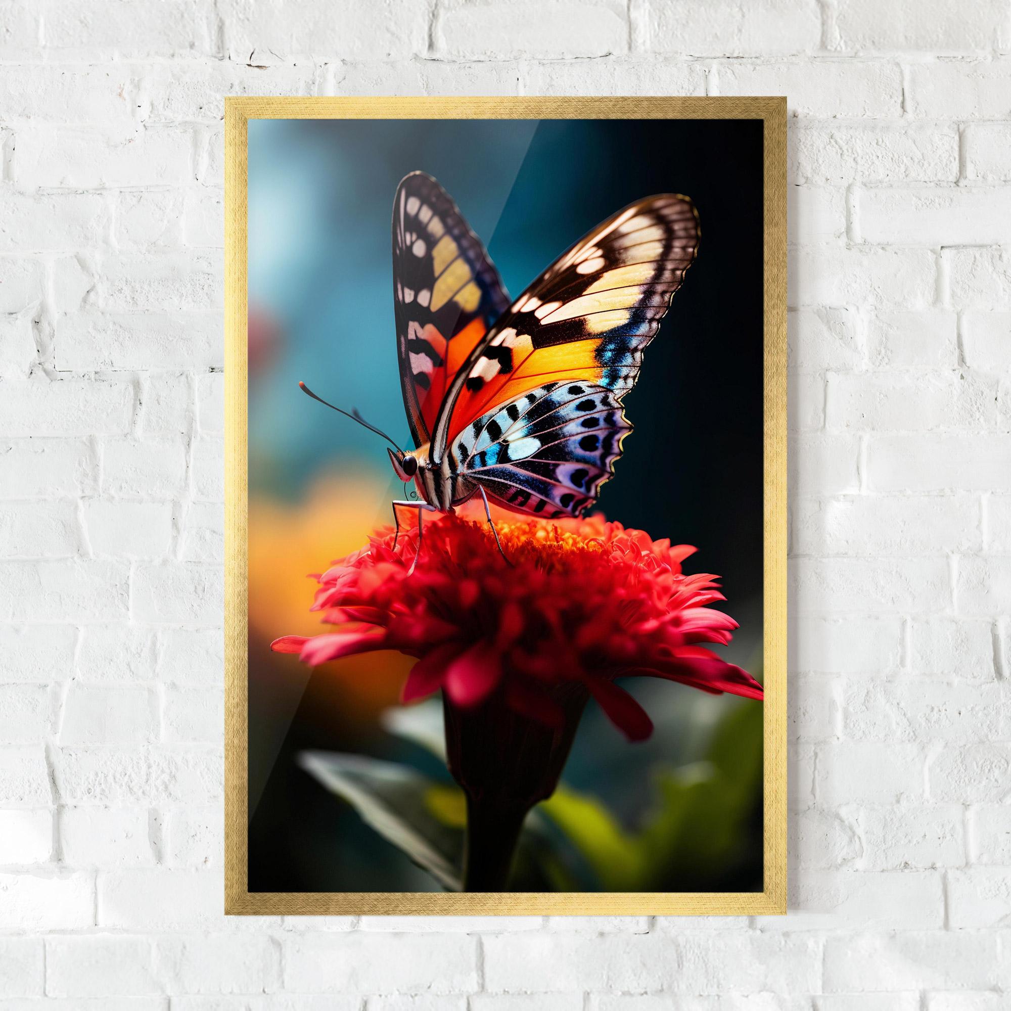 Gerahmte Poster Blue Yellow Butterfly mockup 0