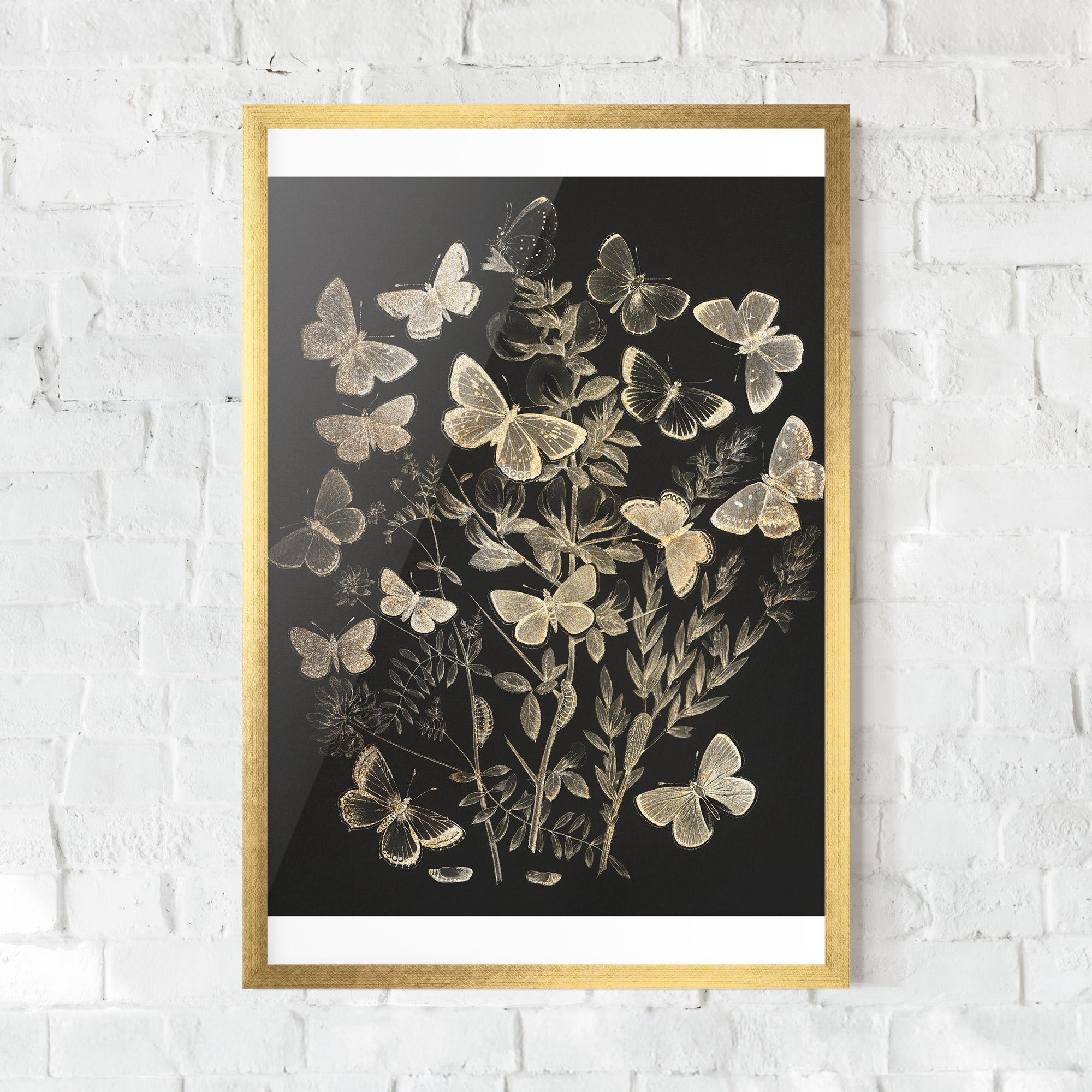 Gerahmte Poster Grey Butterflies mockup 0