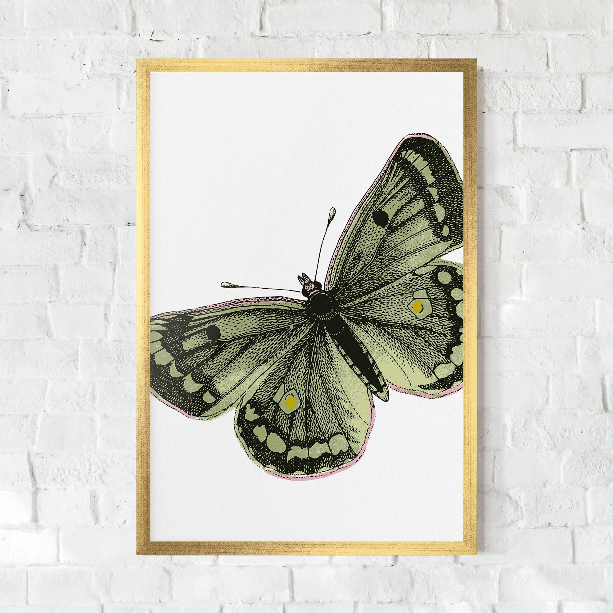 Gerahmte Poster Grey Yellow Butterfly mockup 0