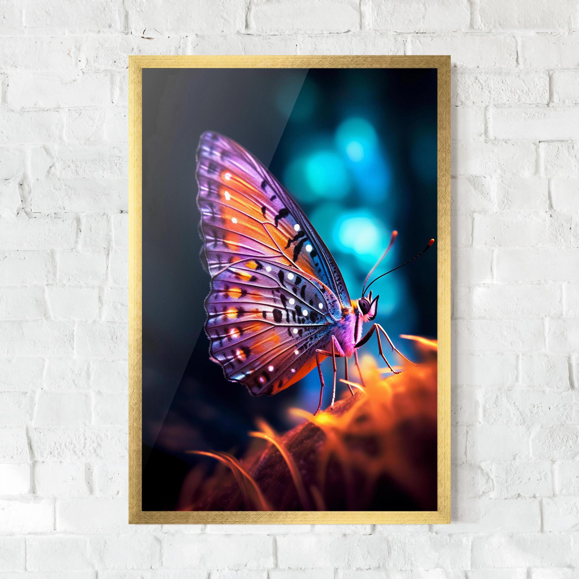 Gerahmte Poster Purple Orange Butterfly mockup 0