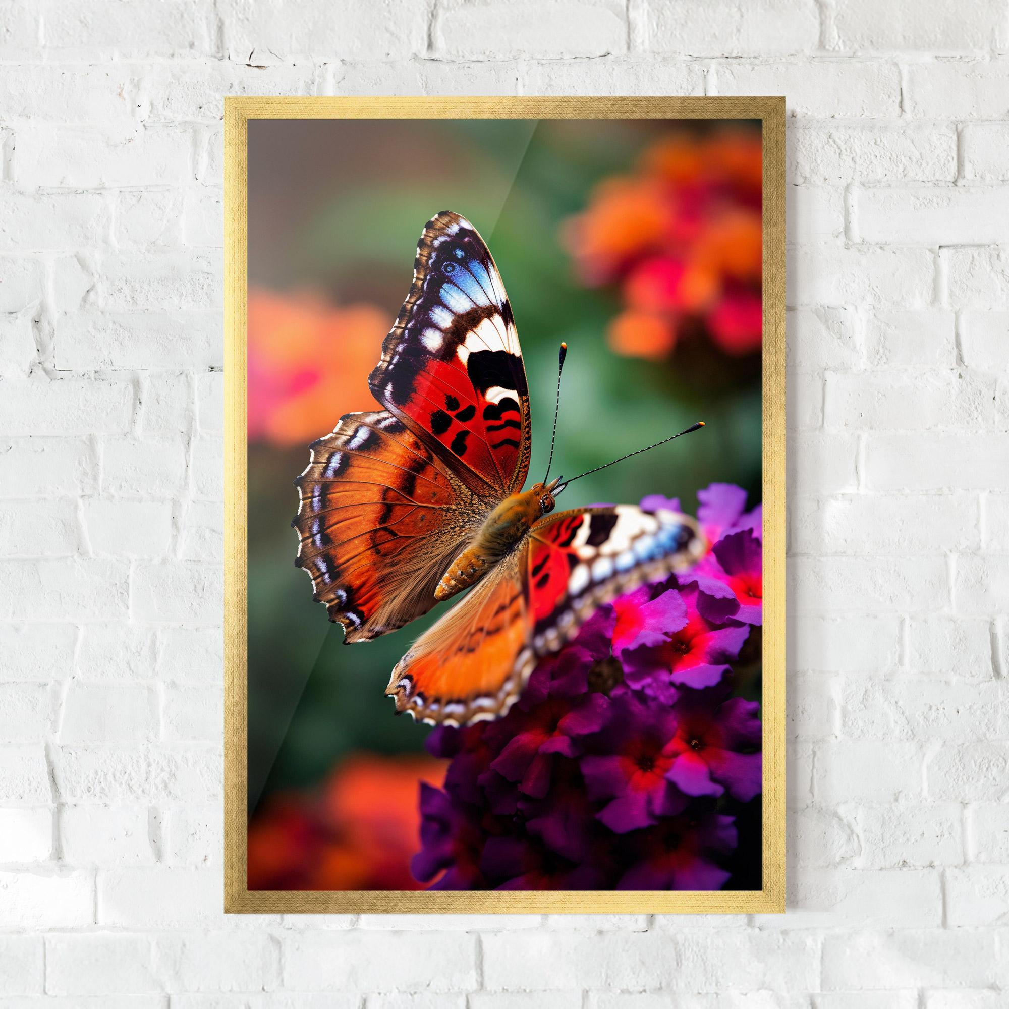 Gerahmte Poster Red Blue Butterfly mockup 0