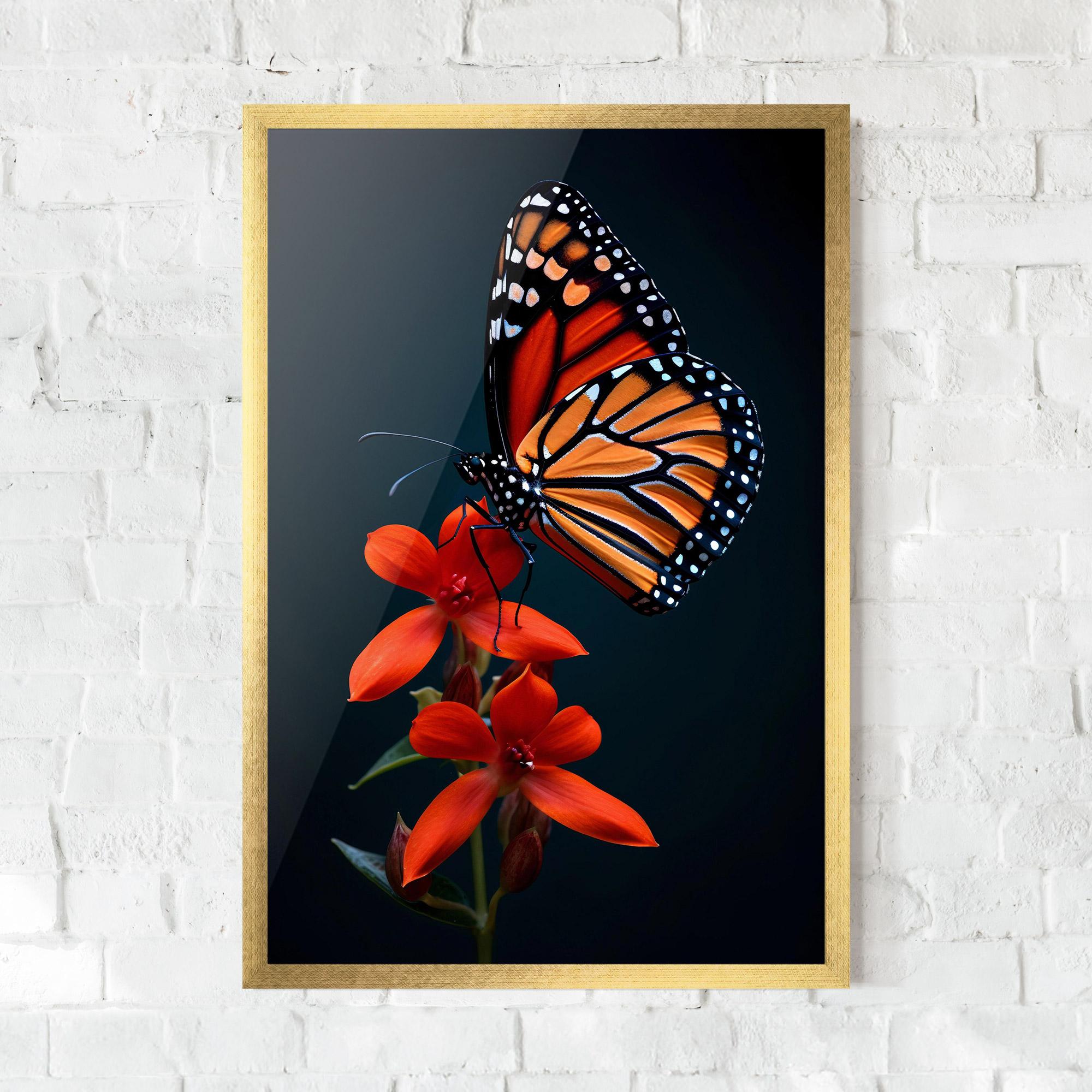Gerahmte Poster Red Flower Butterfly mockup 0