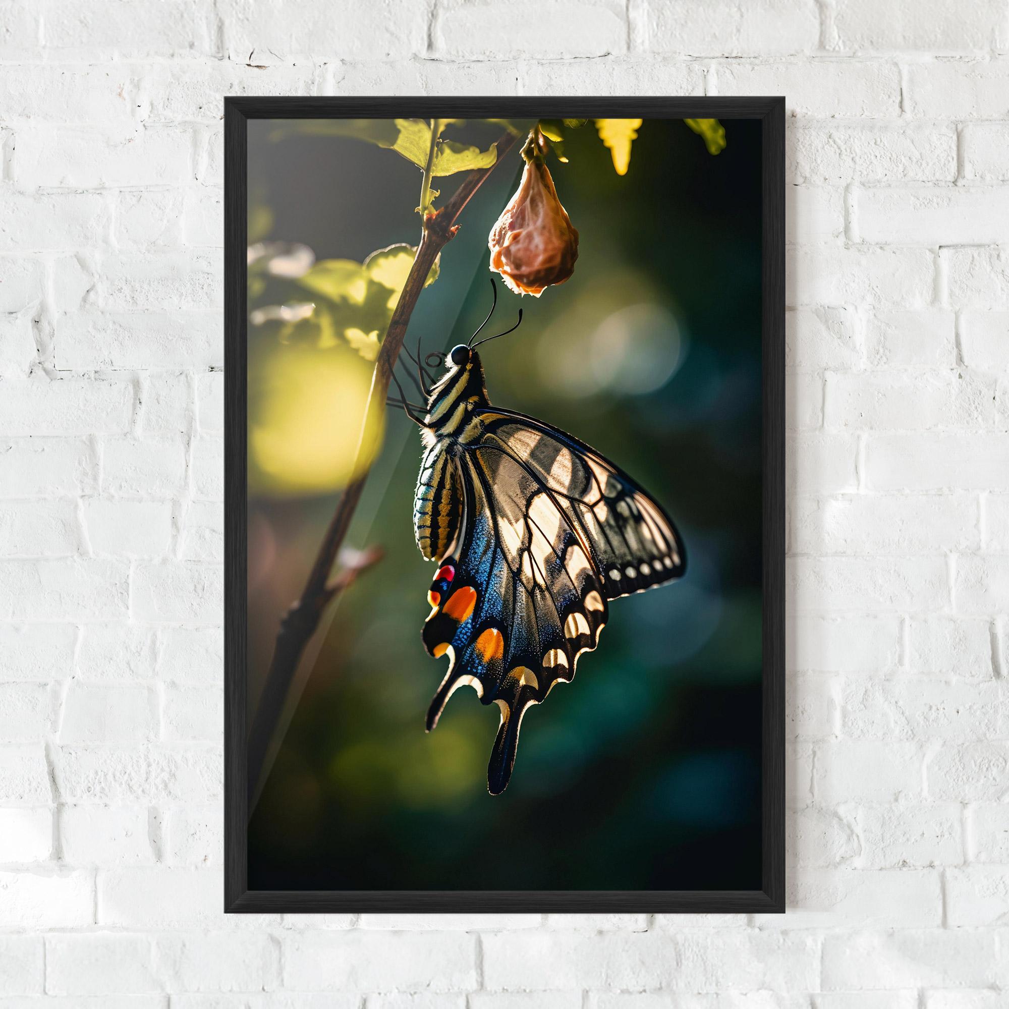 Gerahmte Poster Blue Cream Butterfly mockup 0