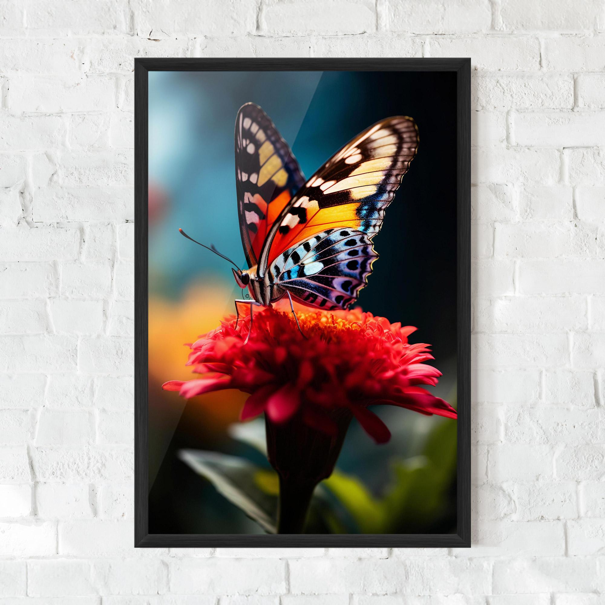 Gerahmte Poster Blue Yellow Butterfly mockup 0