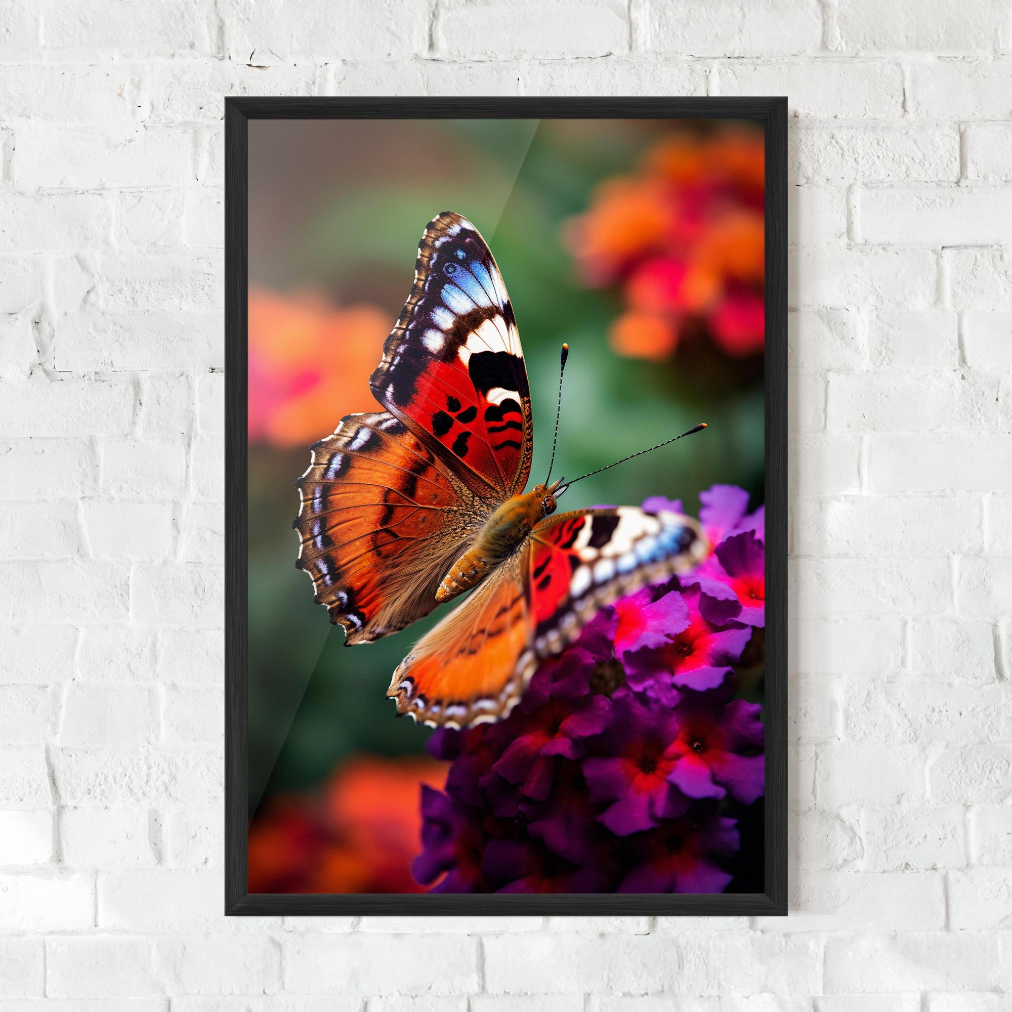 Gerahmte Poster Red Blue Butterfly mockup 0
