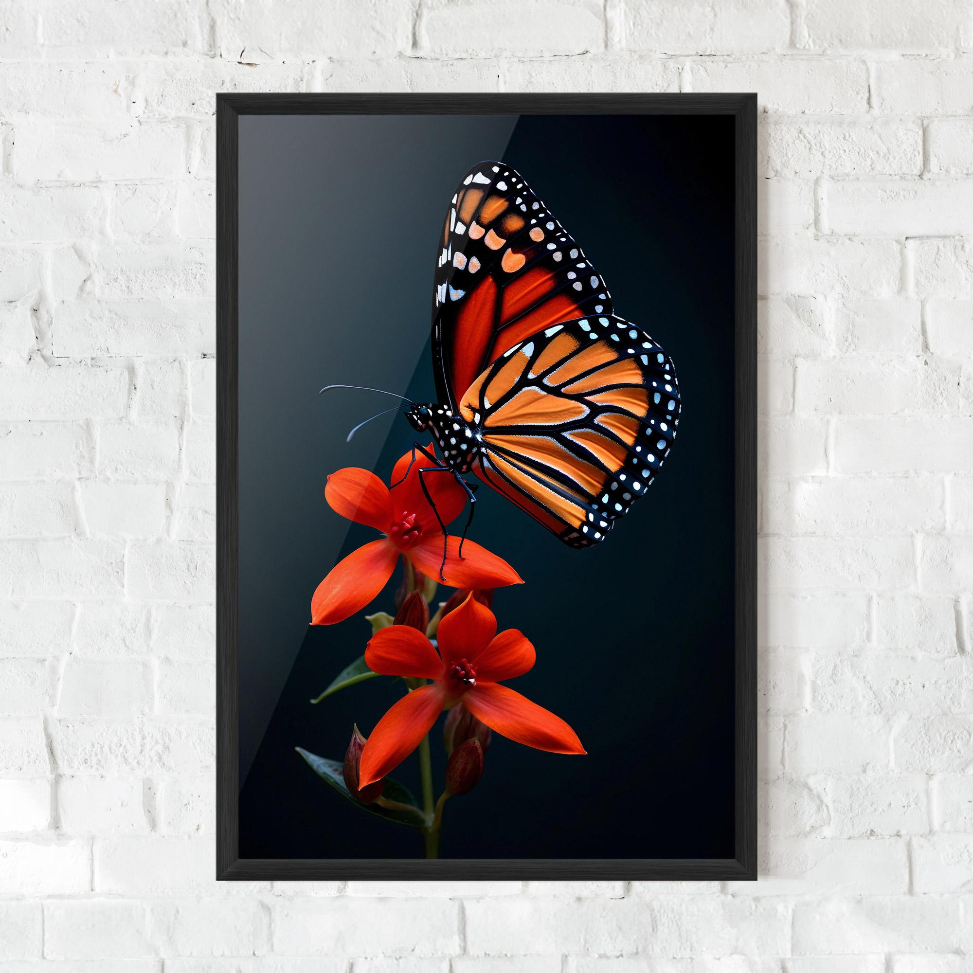 Gerahmte Poster Red Flower Butterfly mockup 0