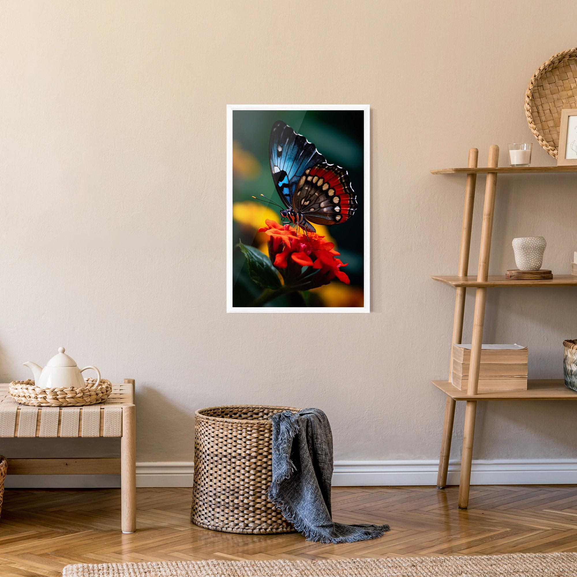 Gerahmte Poster Blue Red Butterfly mockup 9