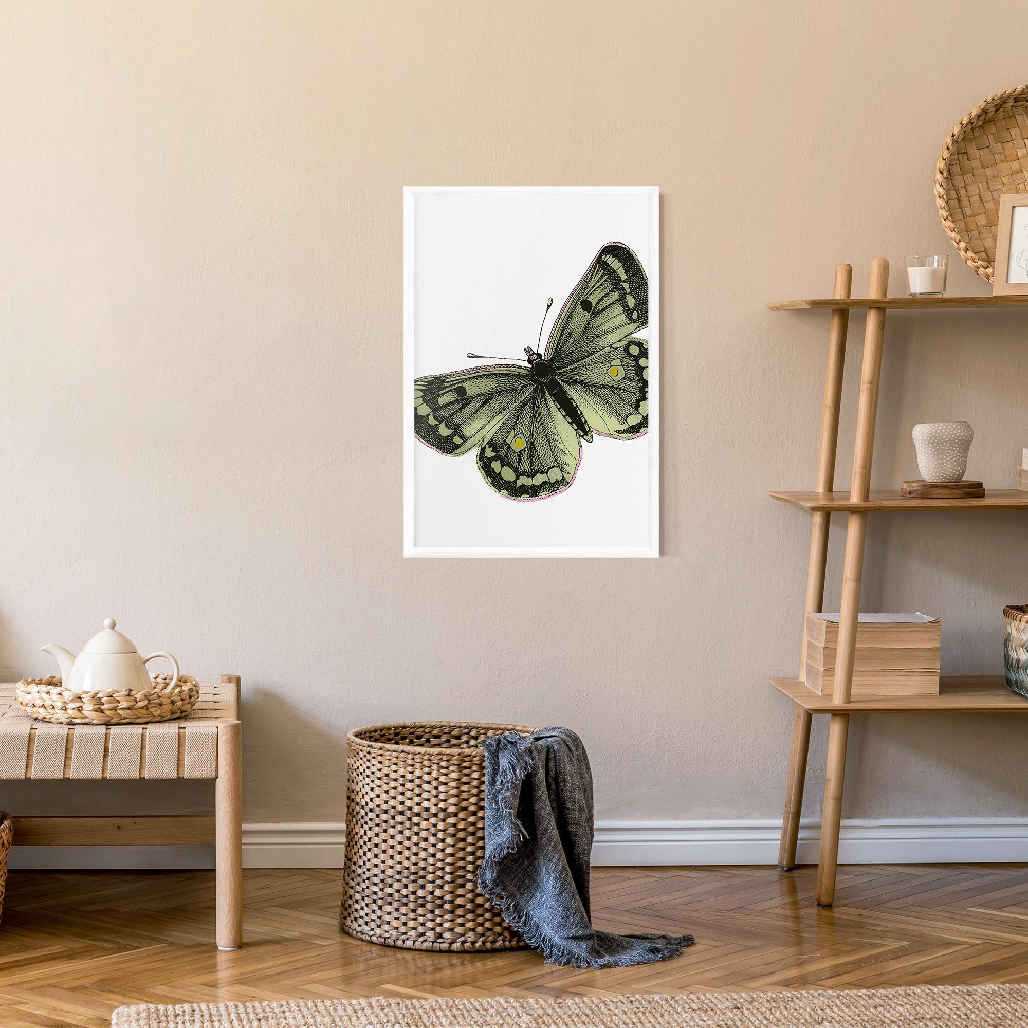 Gerahmte Poster Grey Yellow Butterfly mockup 9