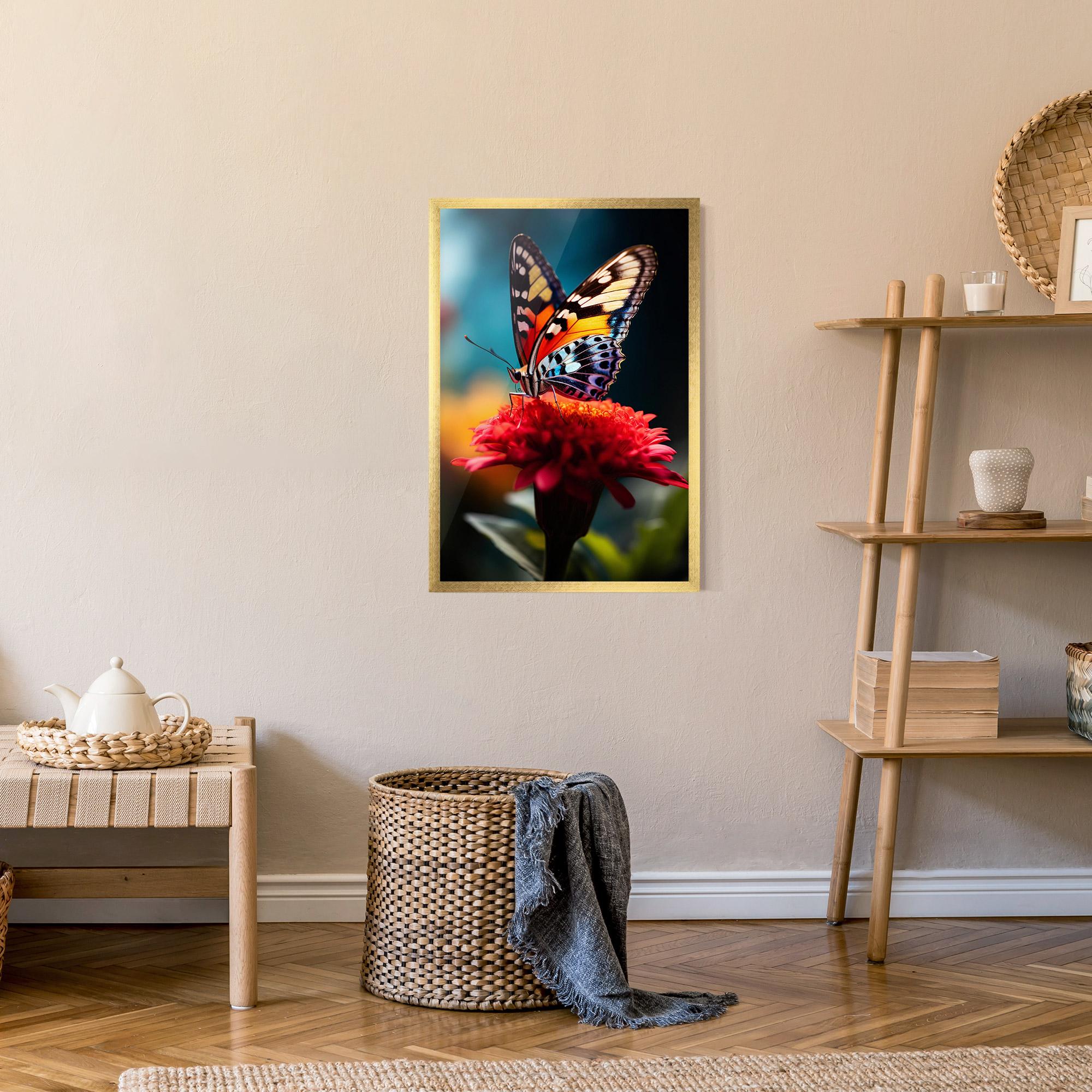 Gerahmte Poster Blue Yellow Butterfly mockup 9