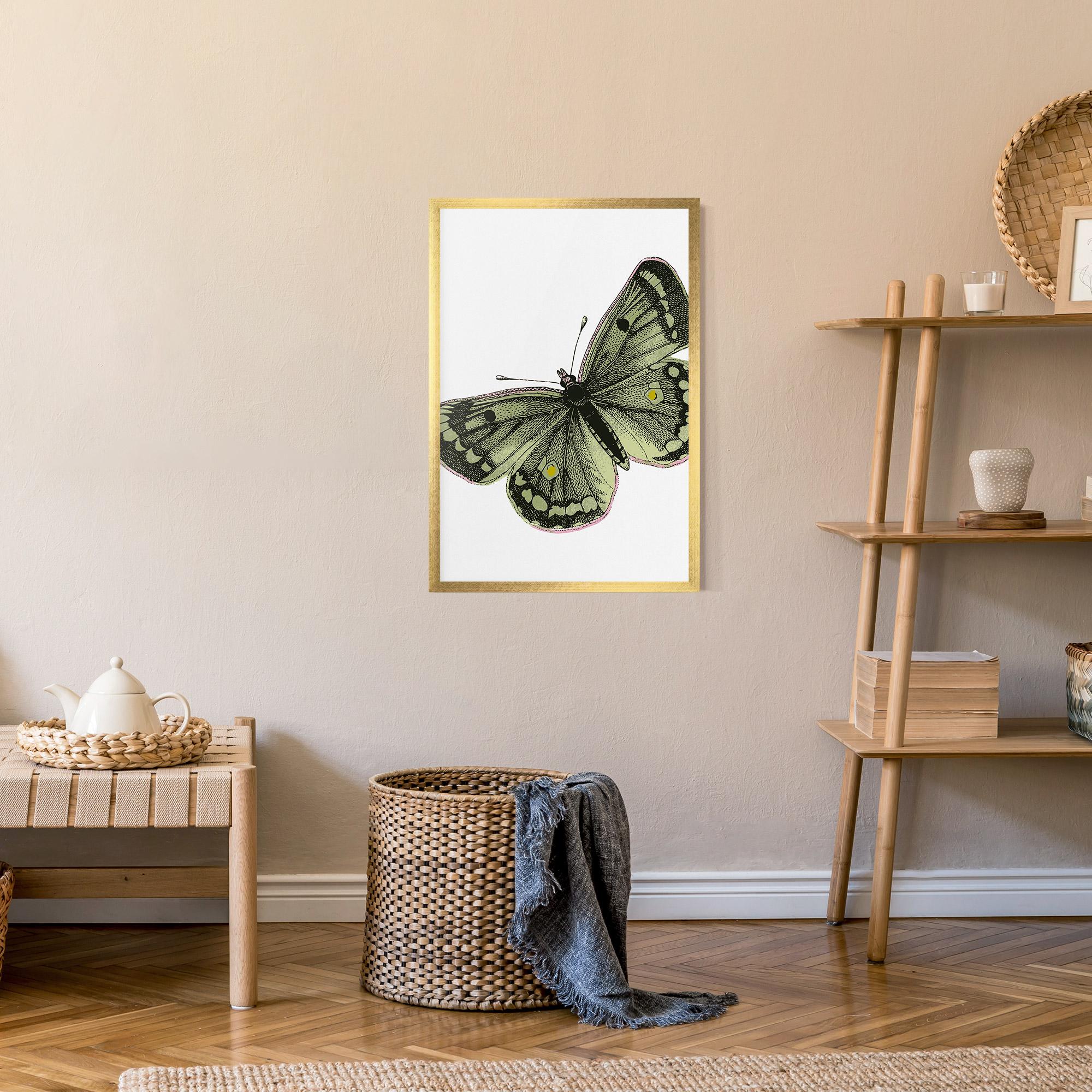 Gerahmte Poster Grey Yellow Butterfly mockup 9