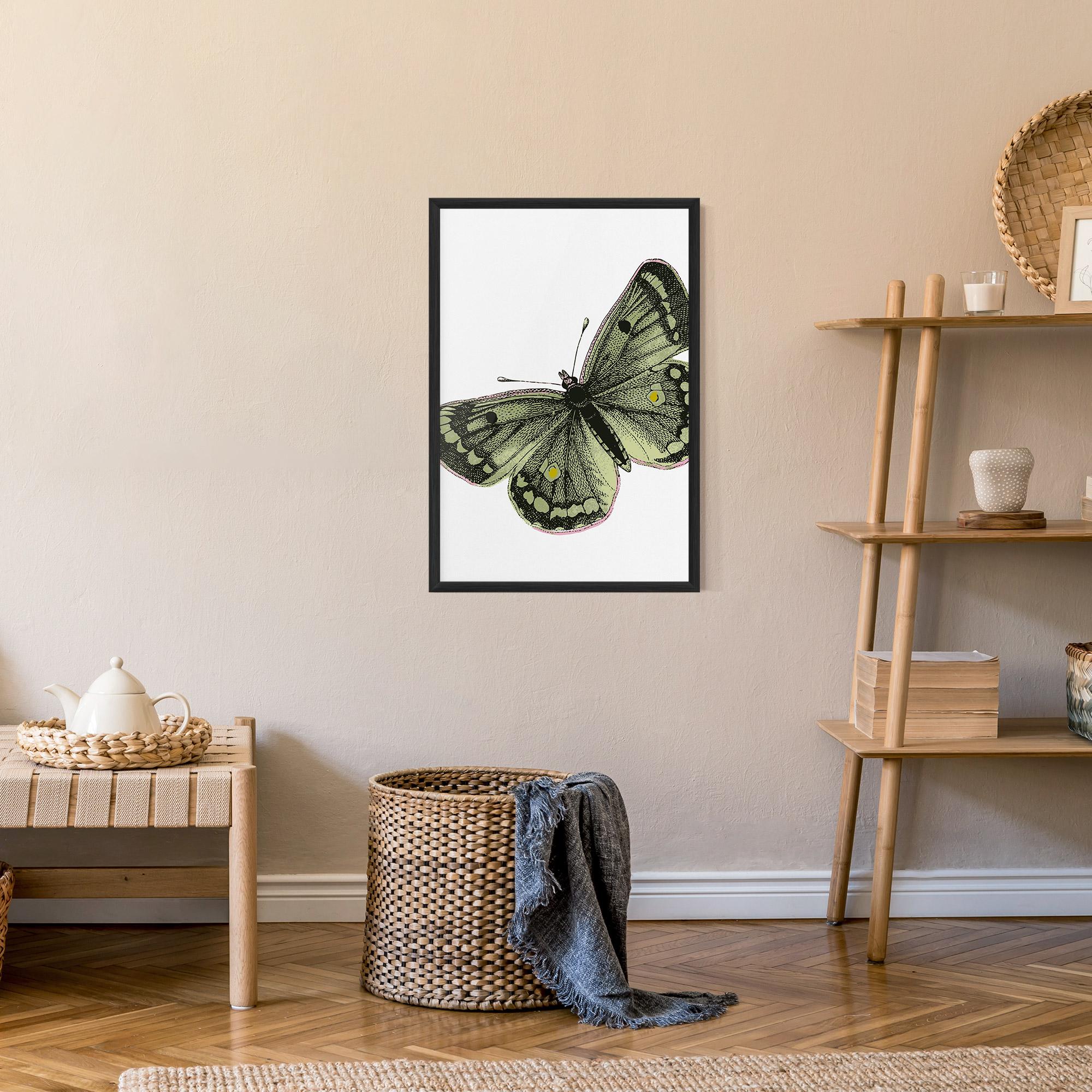 Gerahmte Poster Grey Yellow Butterfly mockup 9