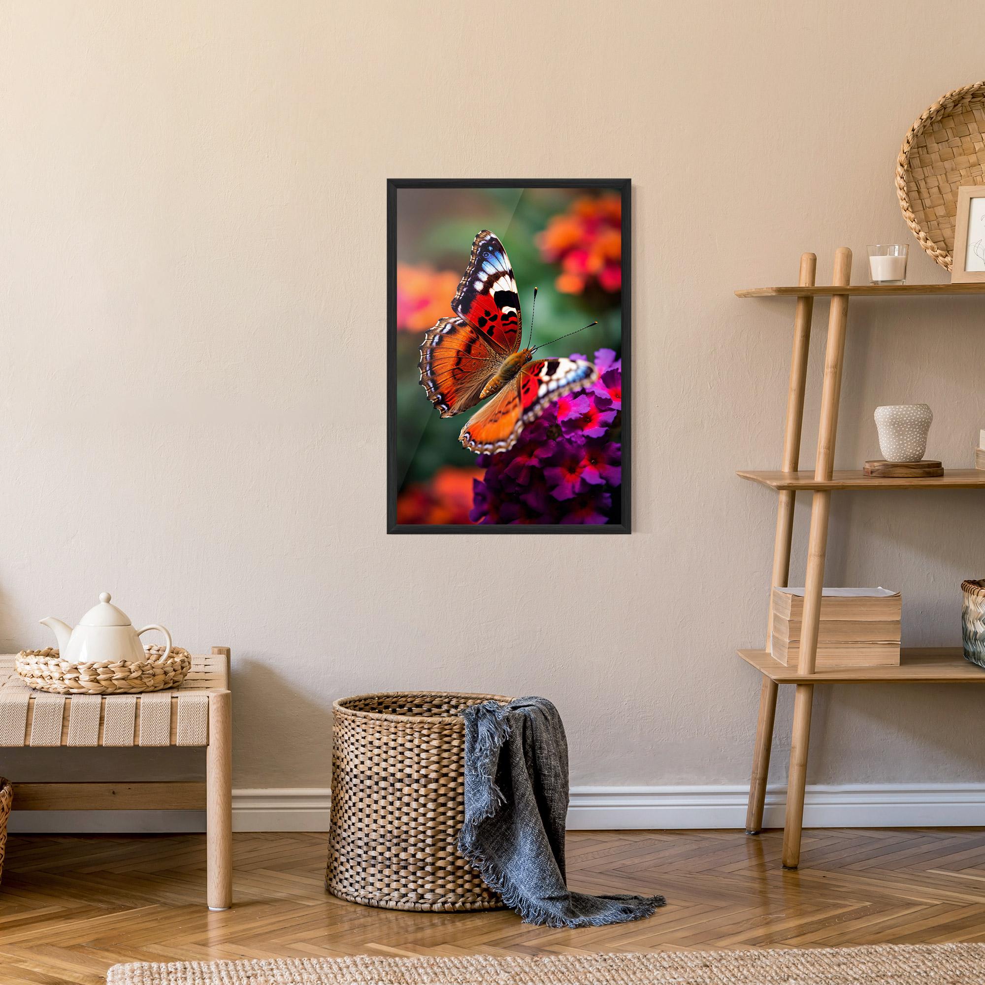 Gerahmte Poster Red Blue Butterfly mockup 9