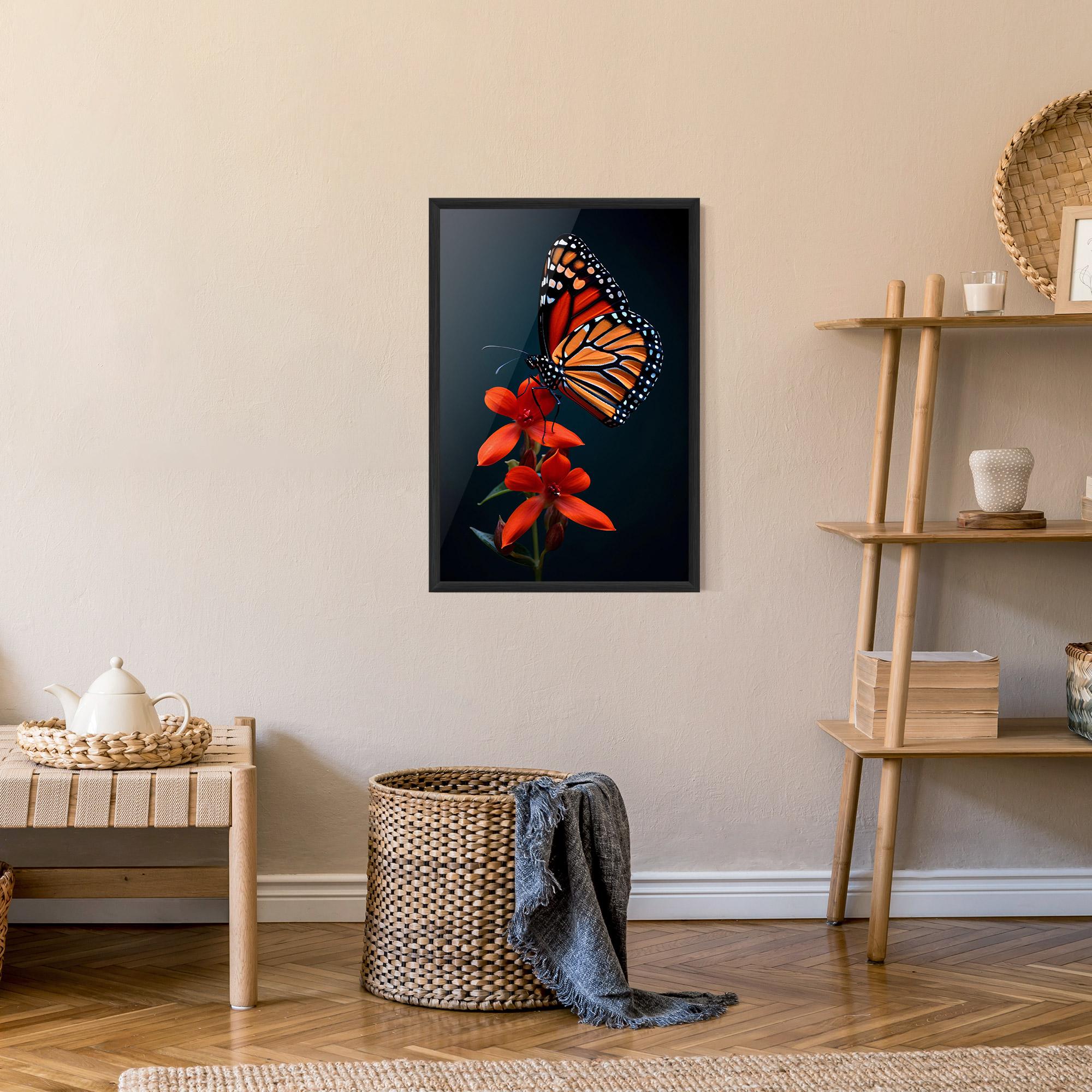 Gerahmte Poster Red Flower Butterfly mockup 9