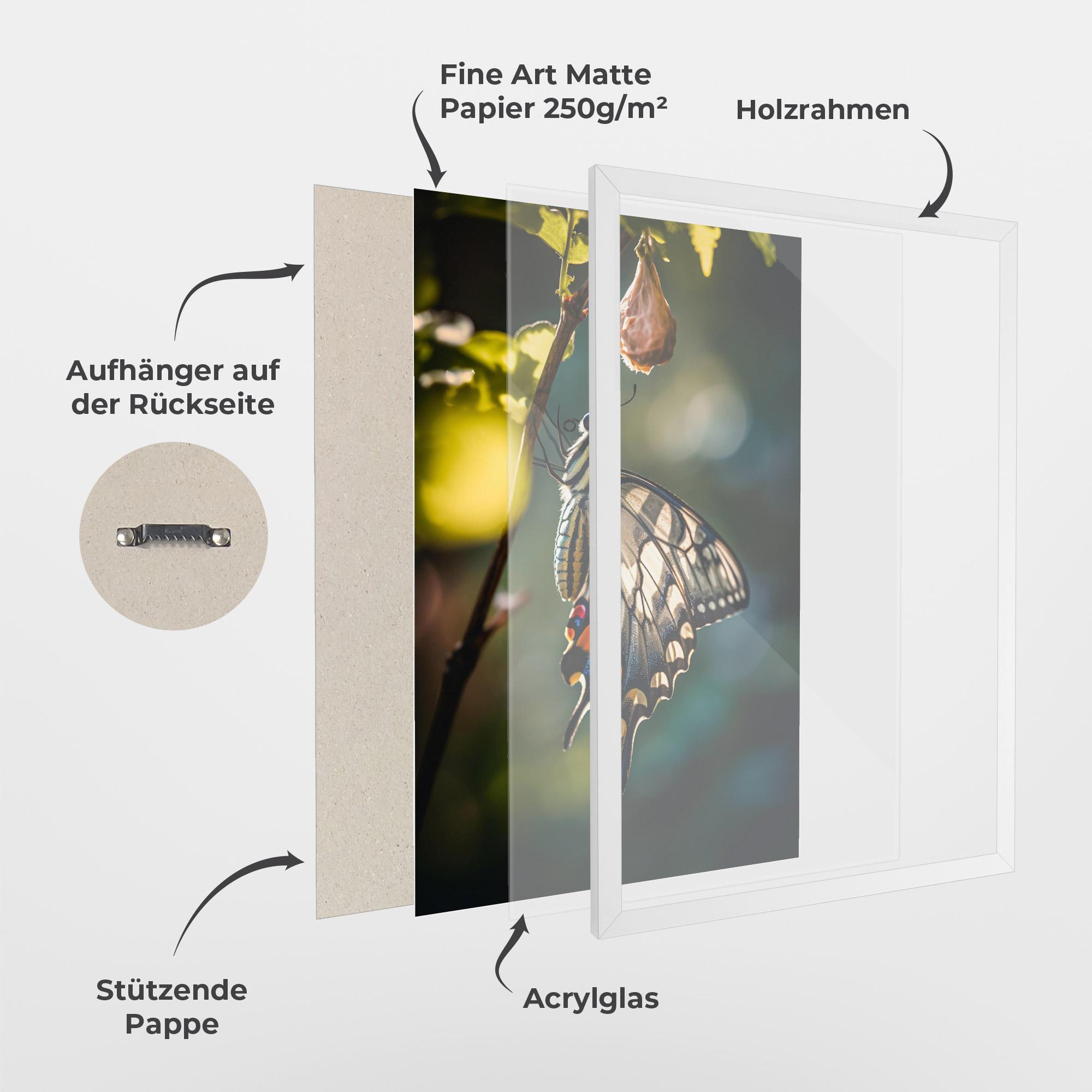 Gerahmte Poster Blue Cream Butterfly mockup 1