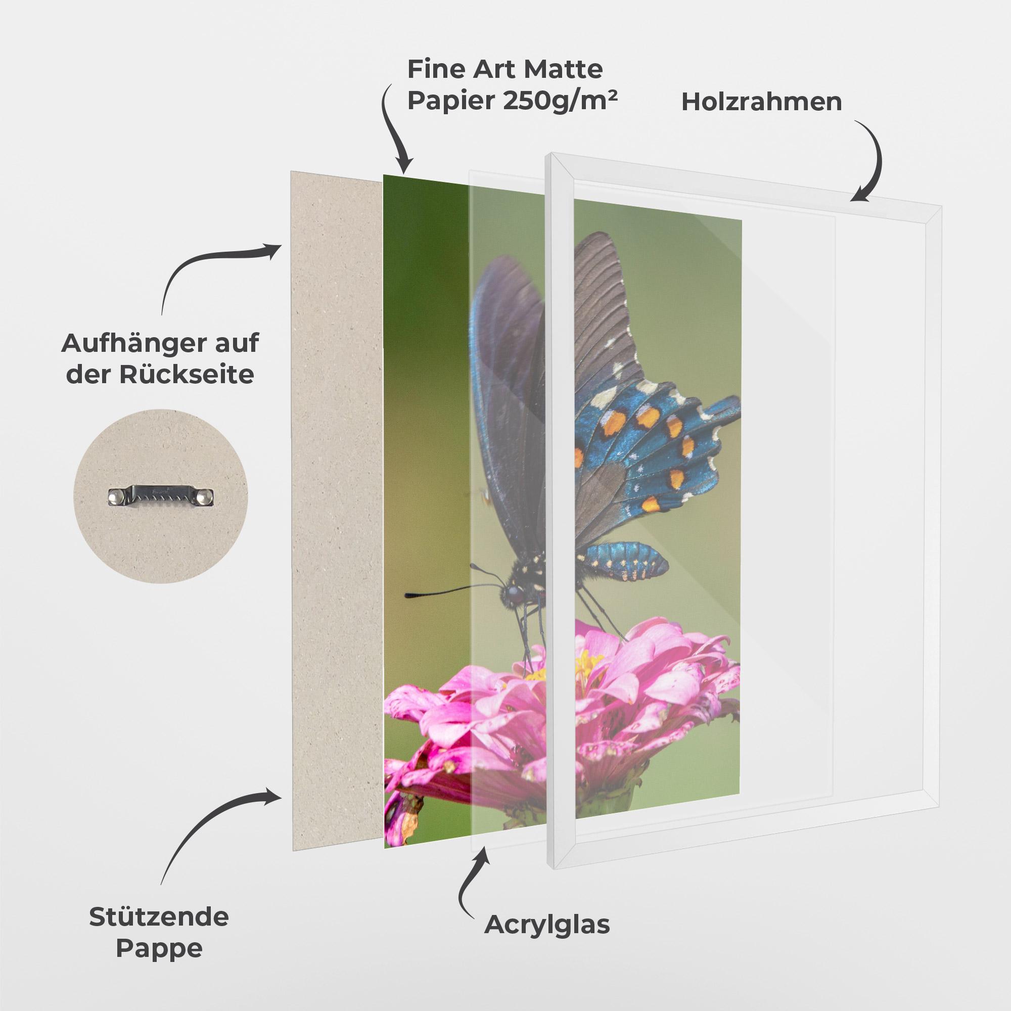 Gerahmte Poster Blue Grey Butterfly mockup 1