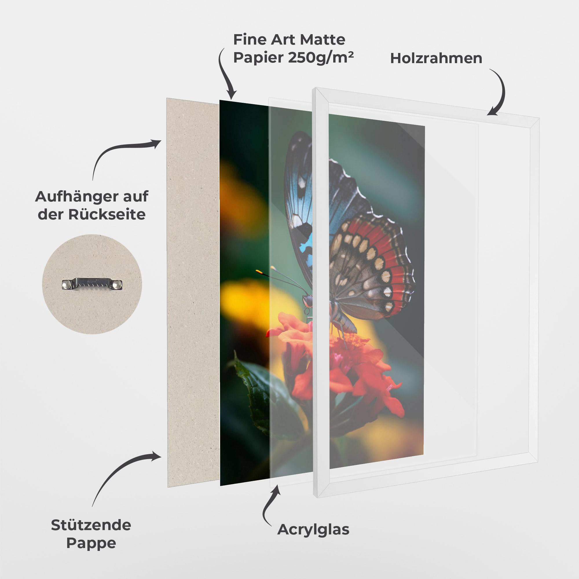 Gerahmte Poster Blue Red Butterfly mockup 1