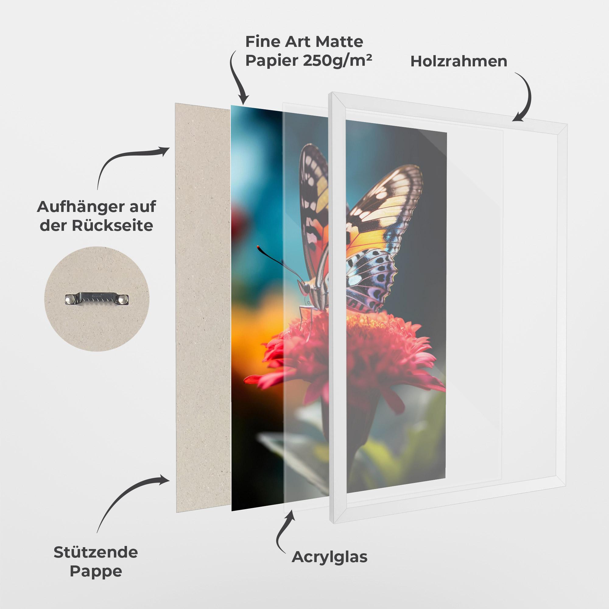 Gerahmte Poster Blue Yellow Butterfly mockup 1