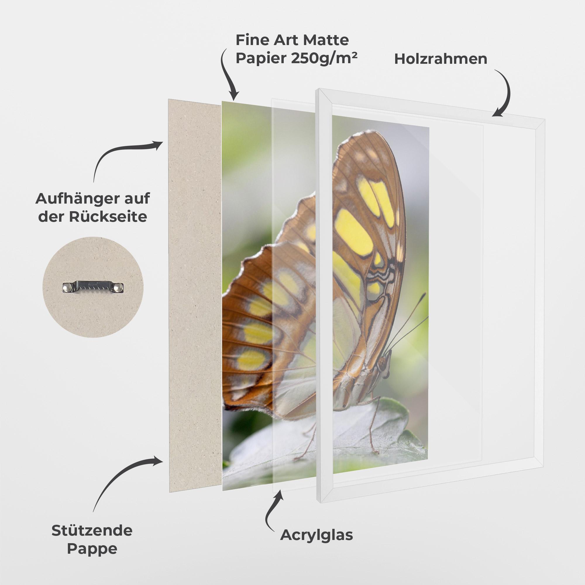 Gerahmte Poster Brown Yellow Butterfly mockup 1