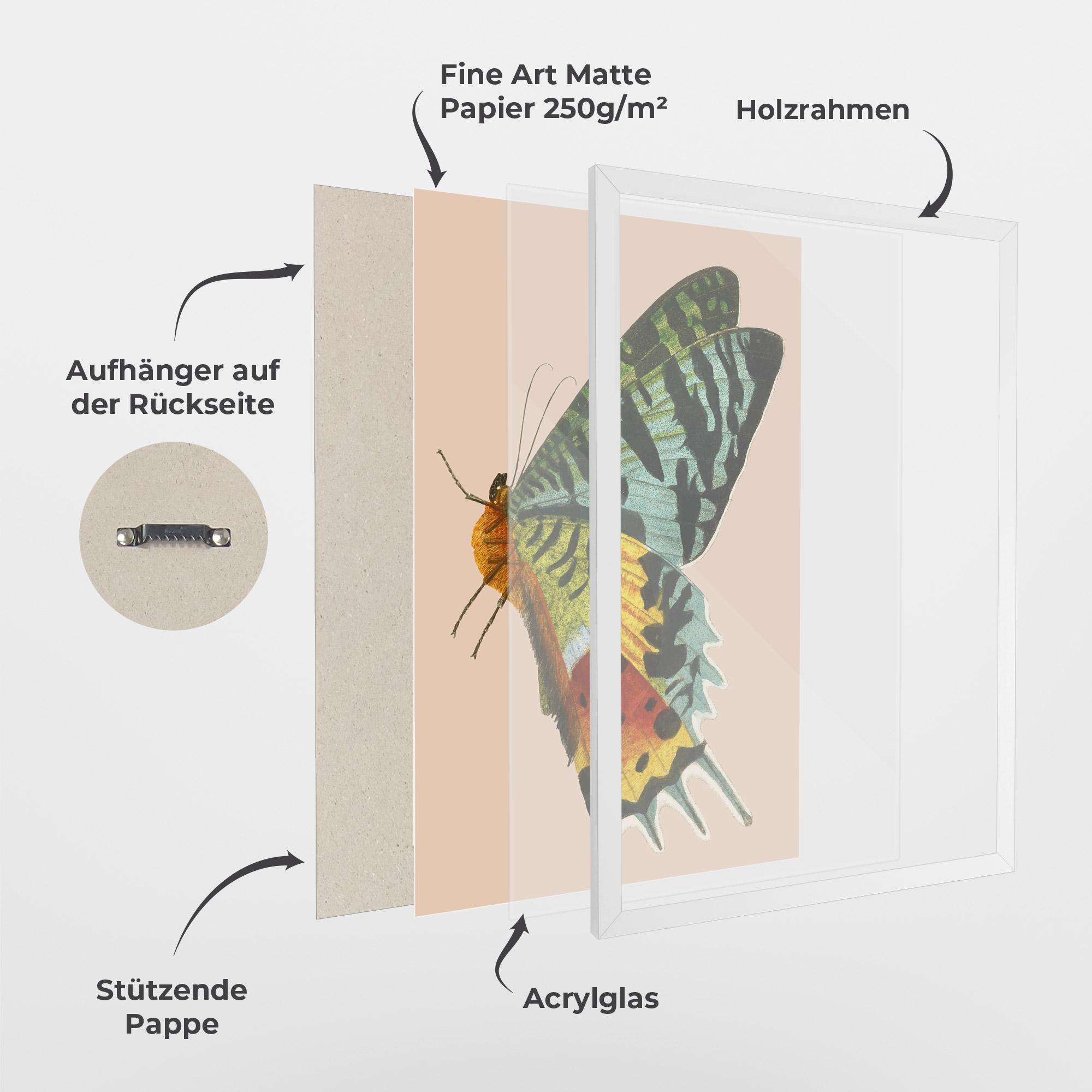 Gerahmte Poster Butterfly On Pink mockup 1