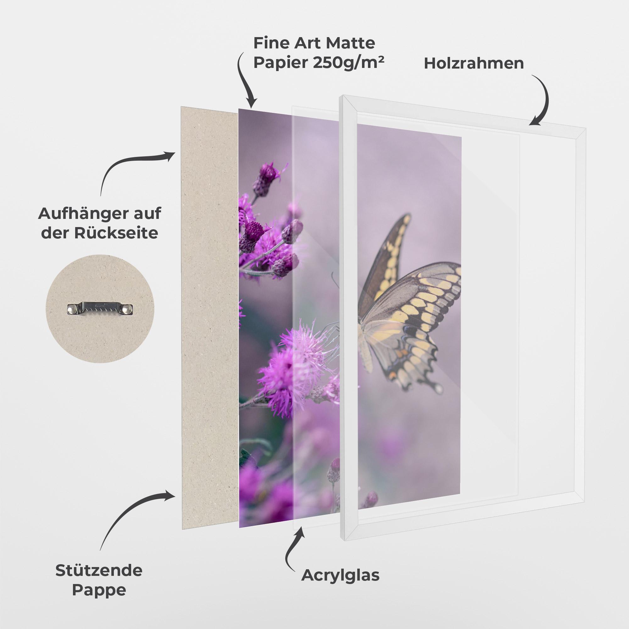 Gerahmte Poster Cream Black Butterfly mockup 1