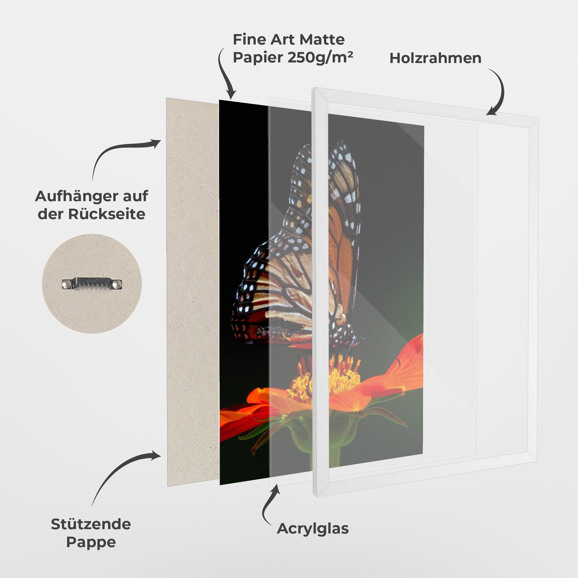 Gerahmte Poster Dark Orange Butterfy mockup 1