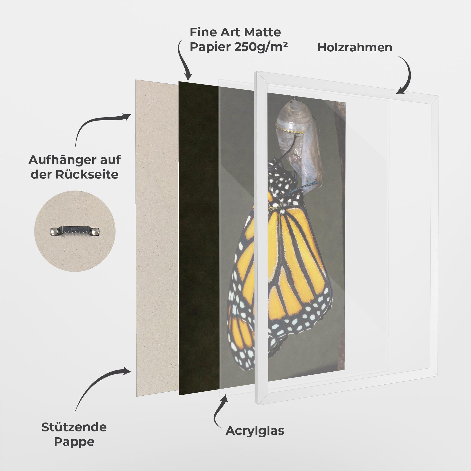 Gerahmte Poster Dark Yellow Butterfly mockup 1
