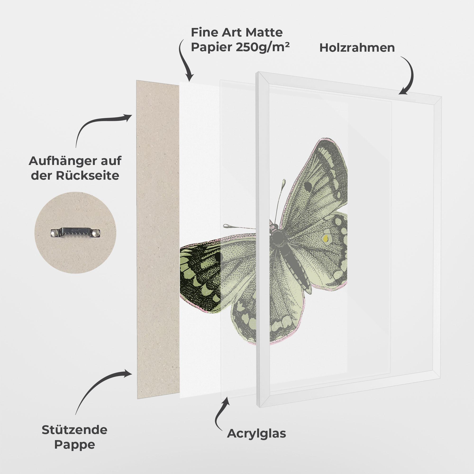 Gerahmte Poster Grey Yellow Butterfly mockup 1