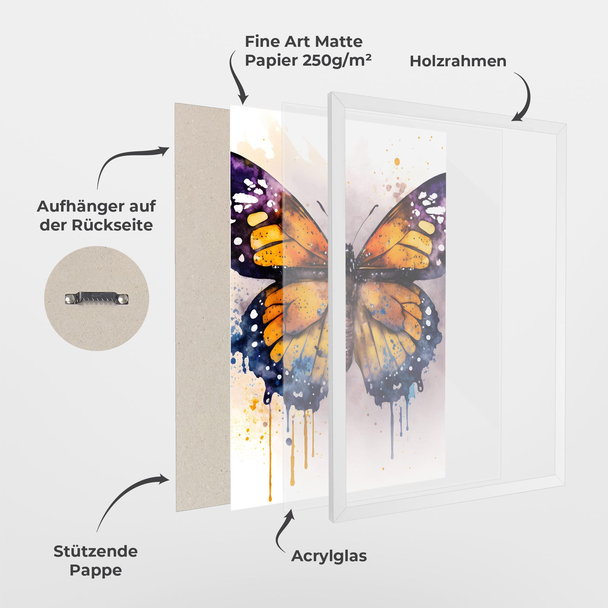 Gerahmte Poster Watercolor Butterfly mockup 1