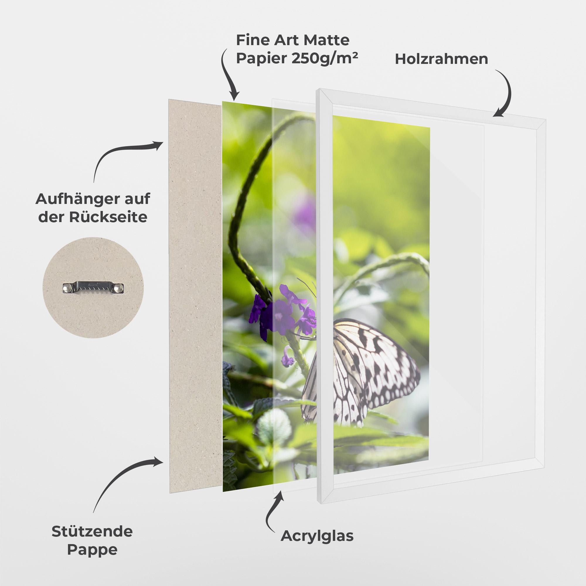 Gerahmte Poster White Black Butterfly mockup 1
