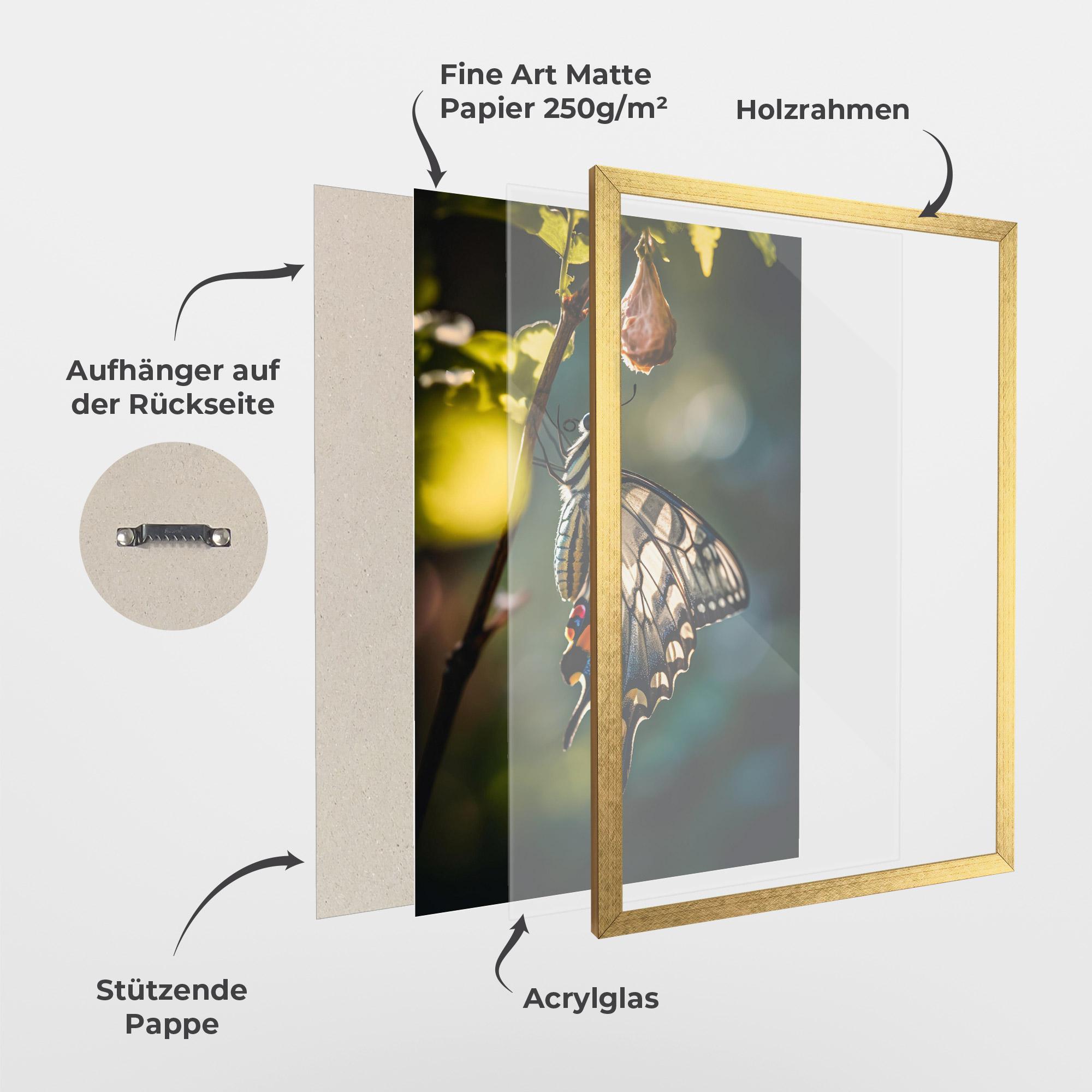 Gerahmte Poster Blue Cream Butterfly mockup 1