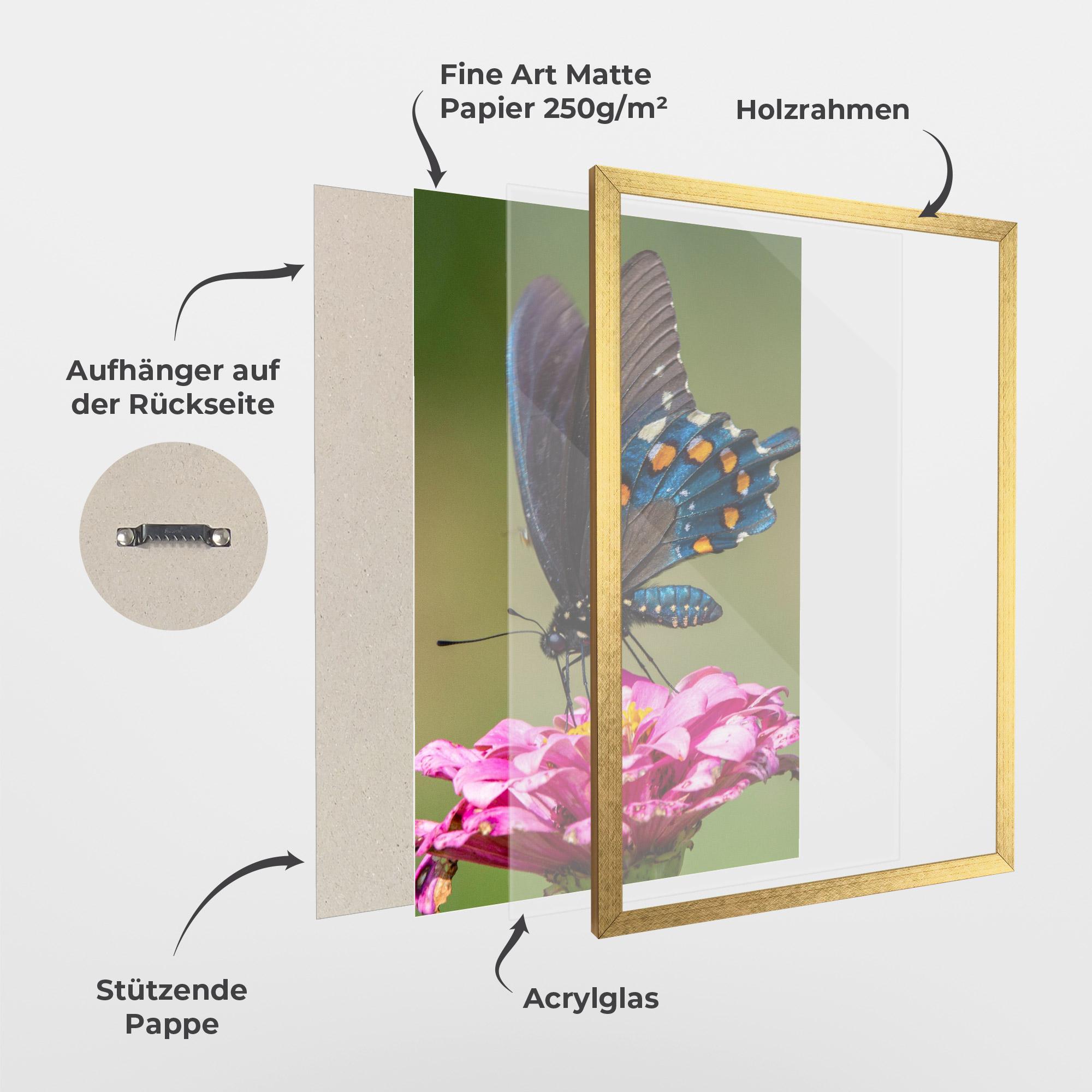 Gerahmte Poster Blue Grey Butterfly mockup 1