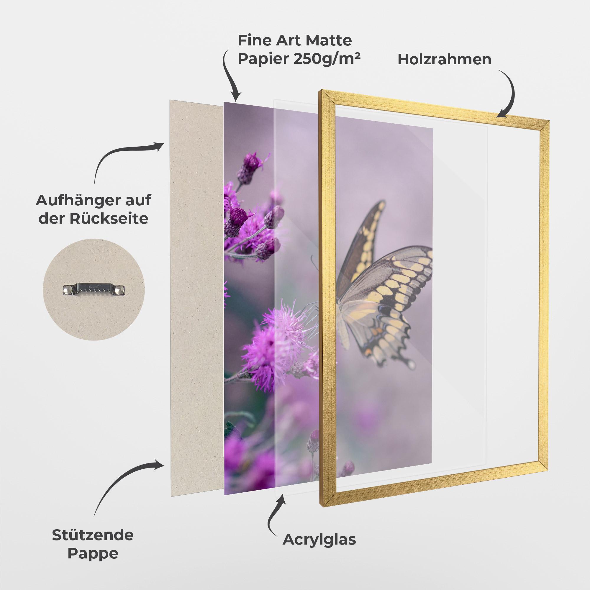 Gerahmte Poster Cream Black Butterfly mockup 1