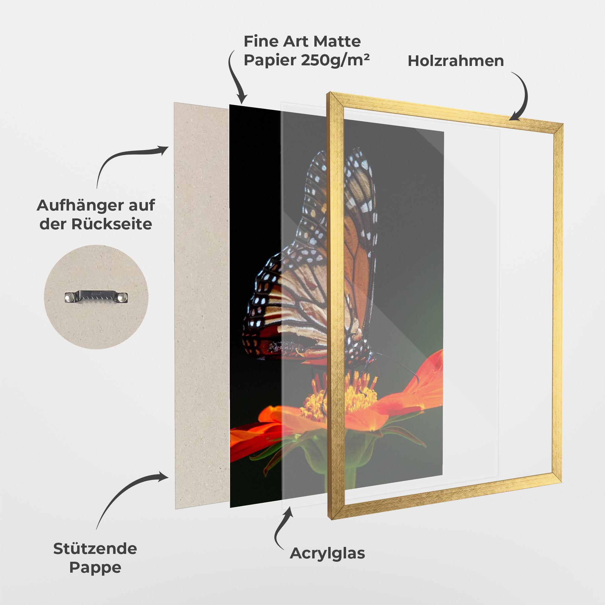 Gerahmte Poster Dark Orange Butterfy mockup 1