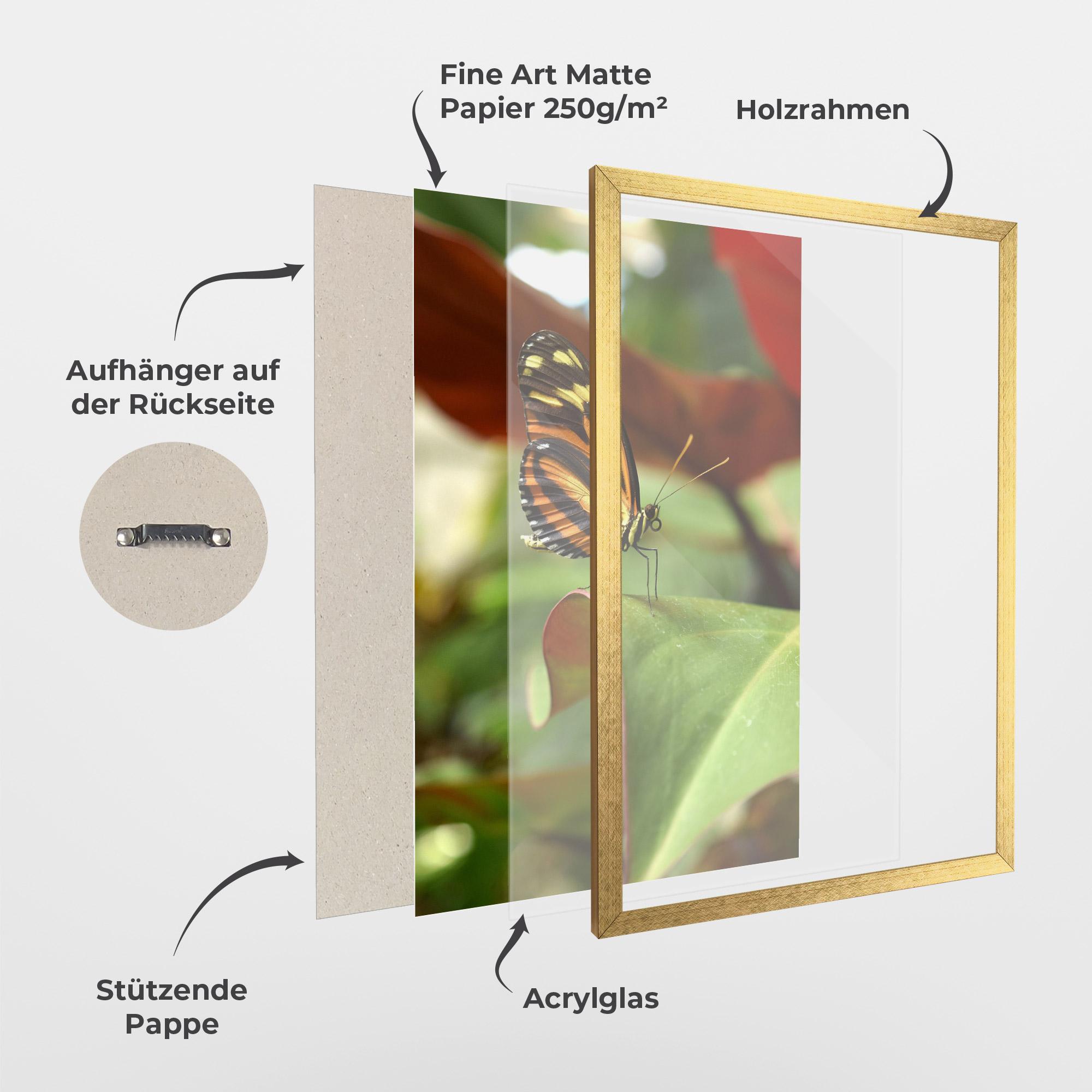 Gerahmte Poster Orange Yellow Butterfly mockup 1