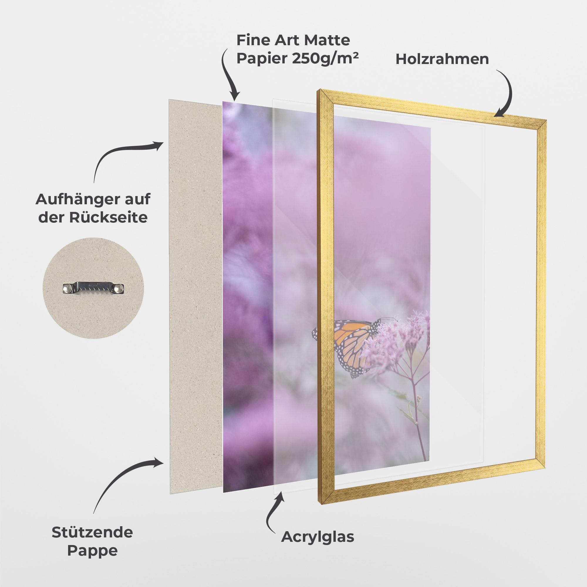 Gerahmte Poster Purple Flower Butterfly mockup 1