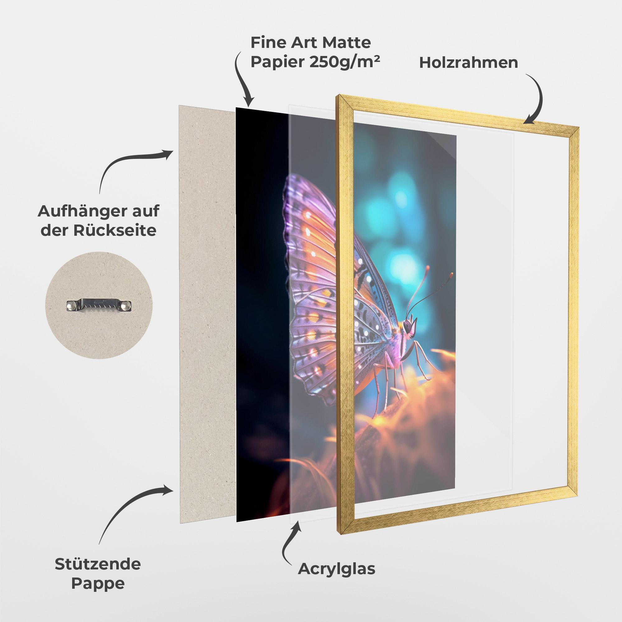 Gerahmte Poster Purple Orange Butterfly mockup 1