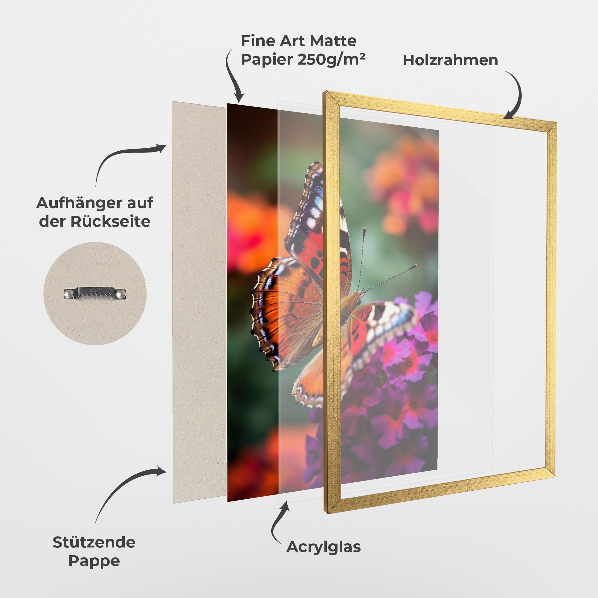 Gerahmte Poster Red Blue Butterfly mockup 1