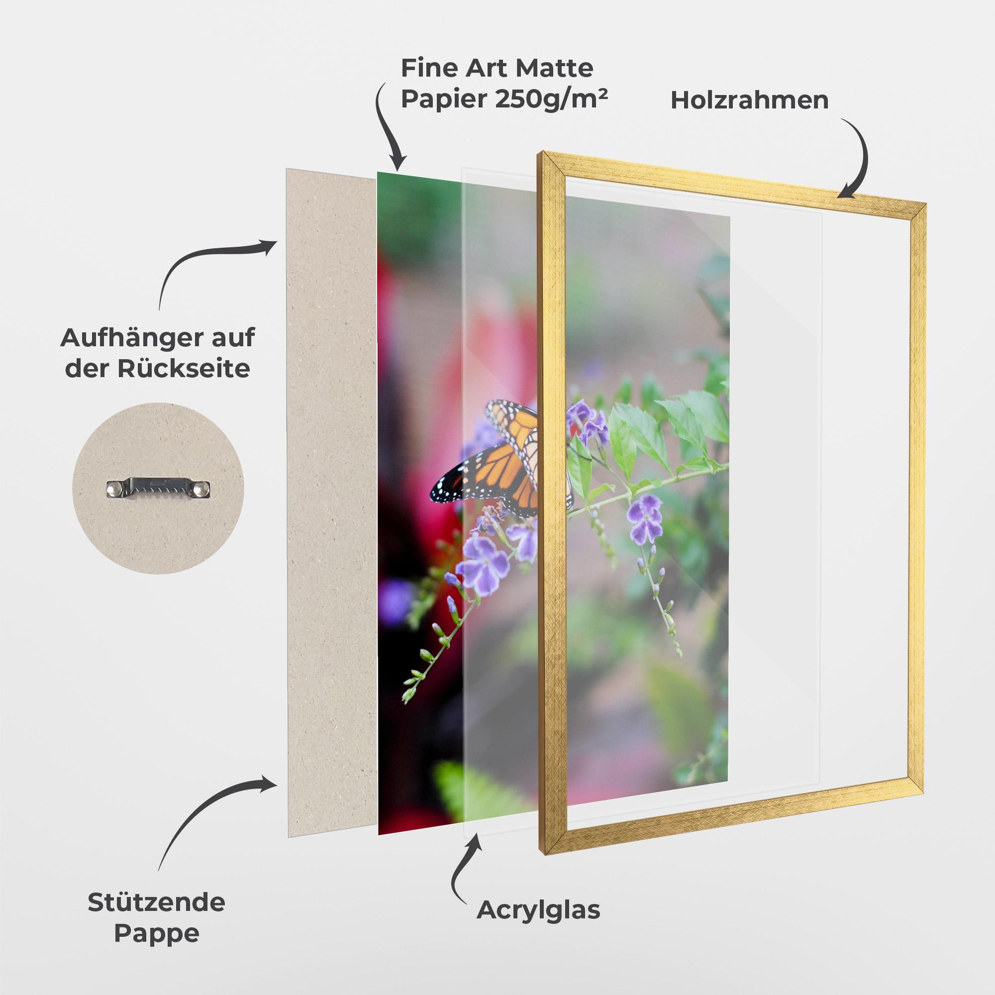 Gerahmte Poster Strong Orange Butterfly mockup 1