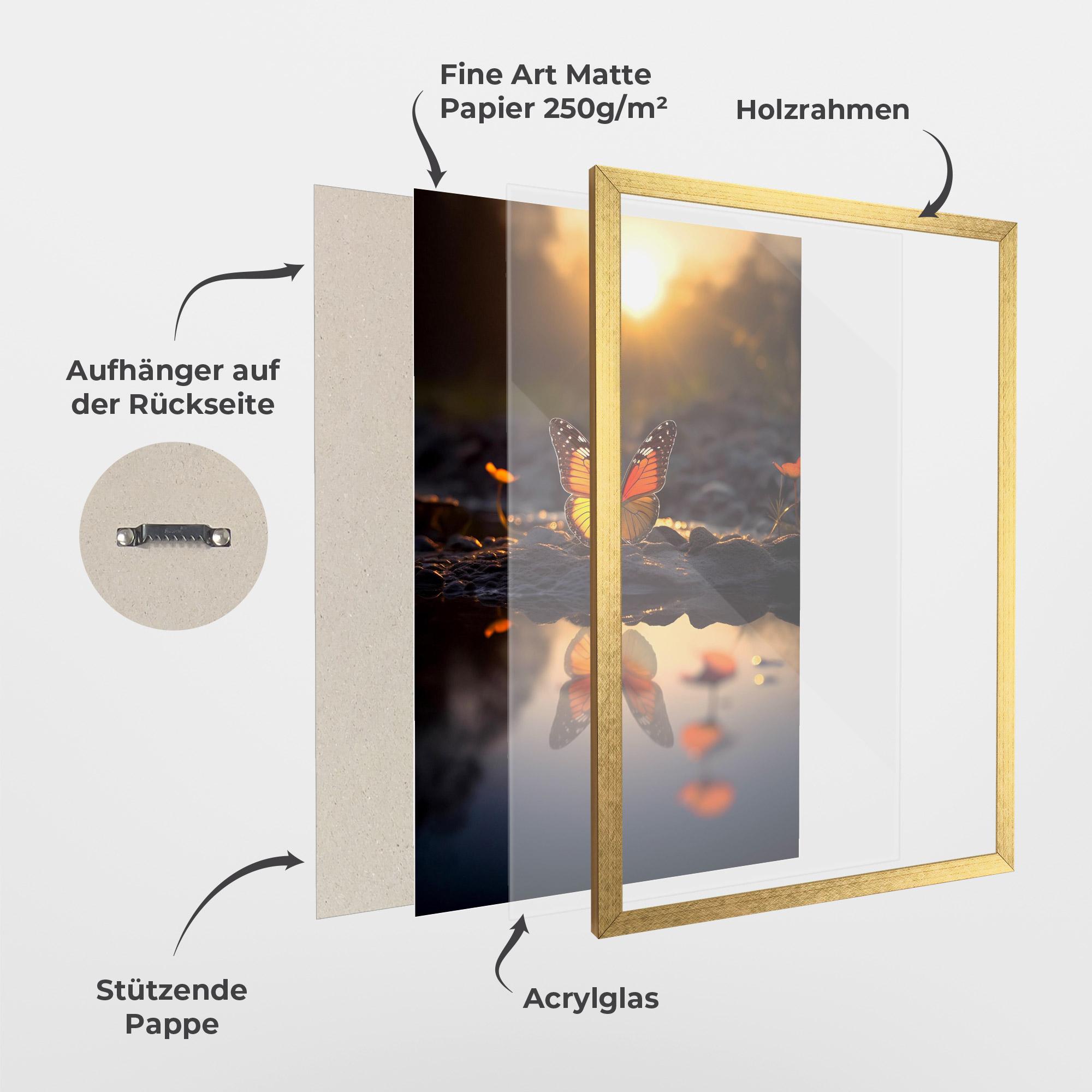 Gerahmte Poster Sun Water Butterfly mockup 1