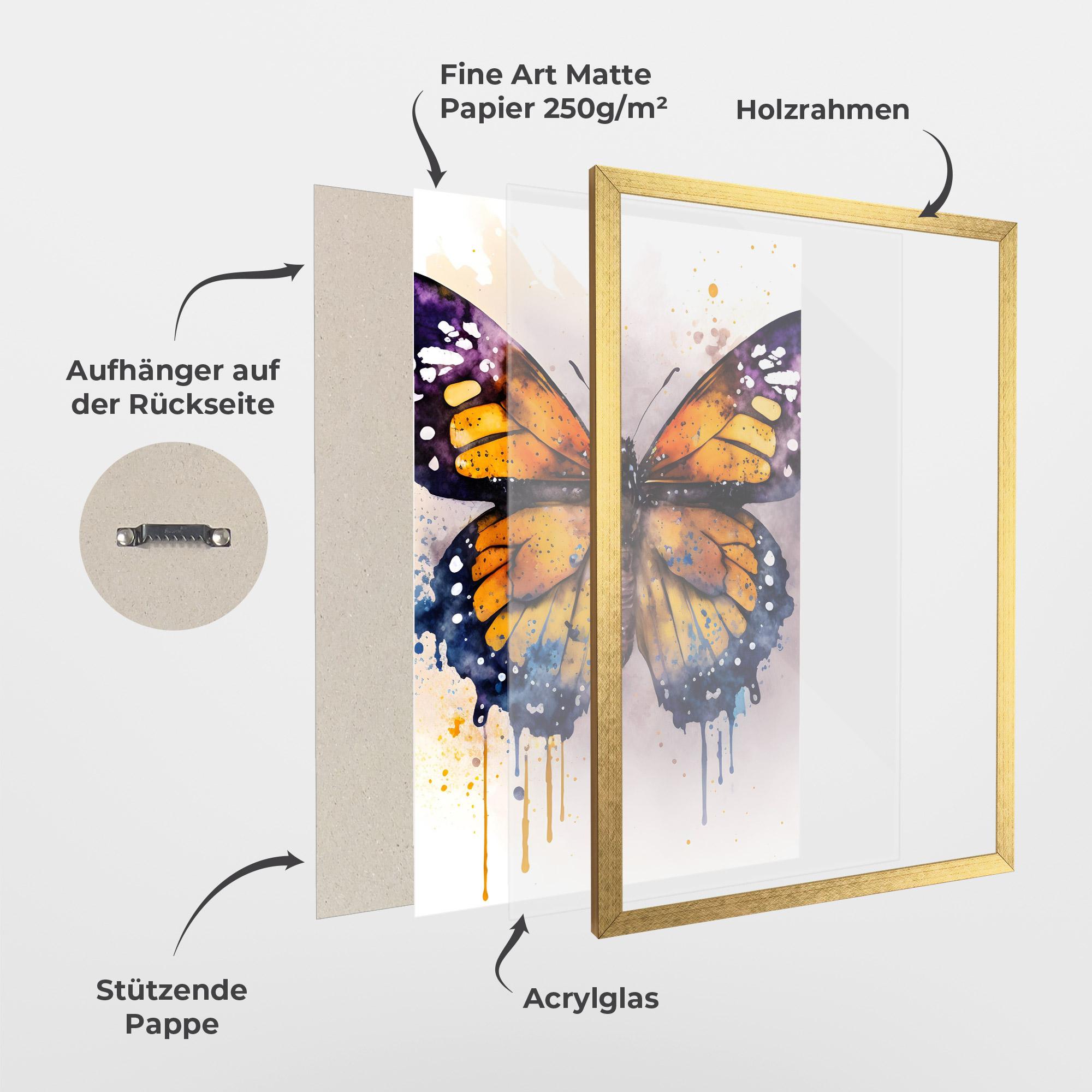 Gerahmte Poster Watercolor Butterfly mockup 1